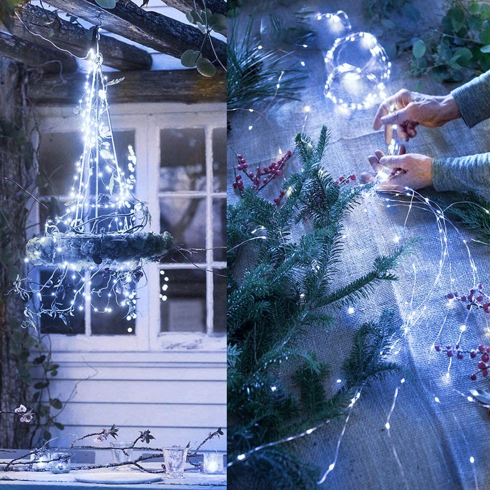 ZNYCYE Solar Waterfall Fairy Bunch Lights, 200 LEDs, 66ft Cool White, Outdoor Waterproof String Lights for Garden Decorations, Gifts for Mom