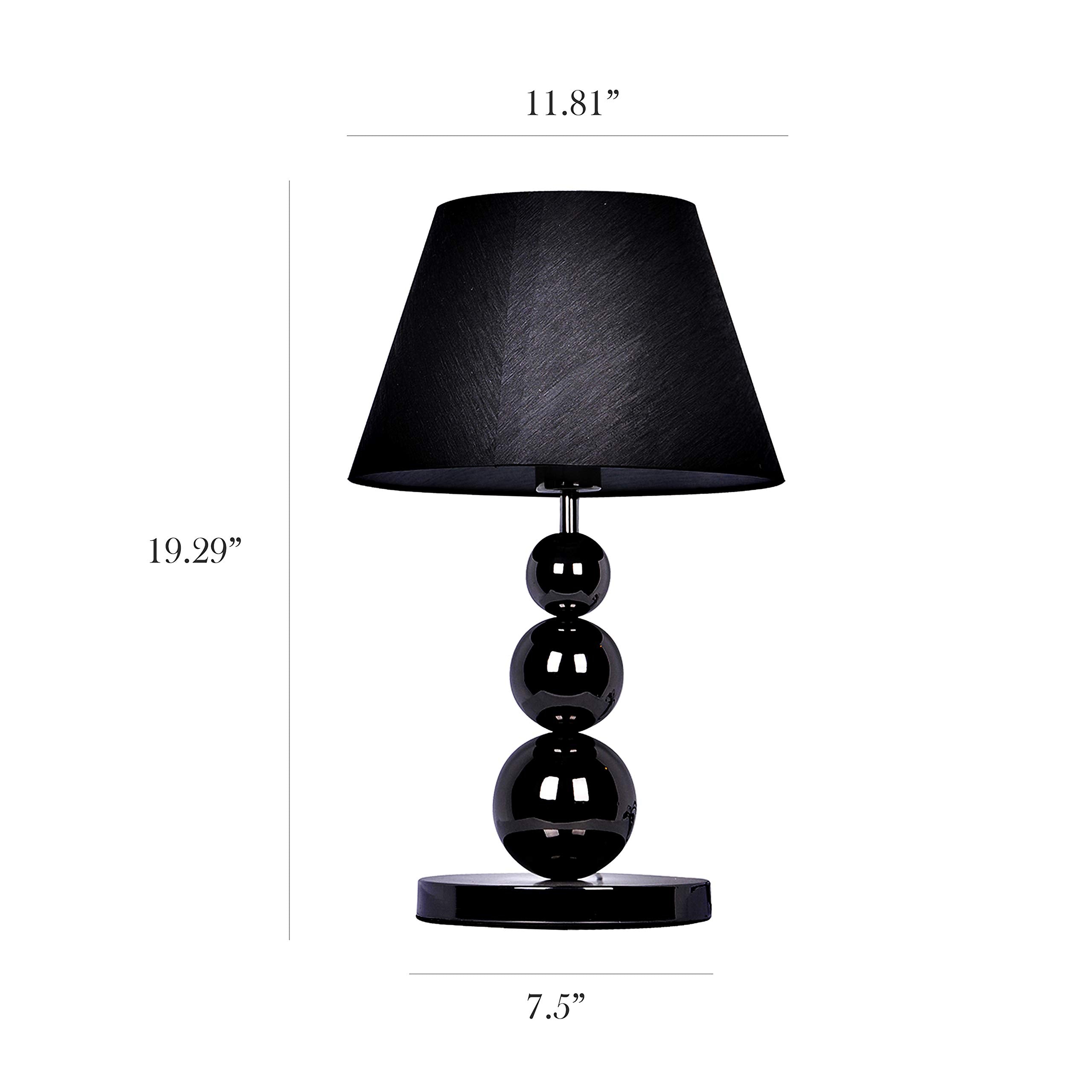 Elegant Designs Lt1022-Blk Pearl Black Metal Three Tier Ball Table Lamp
