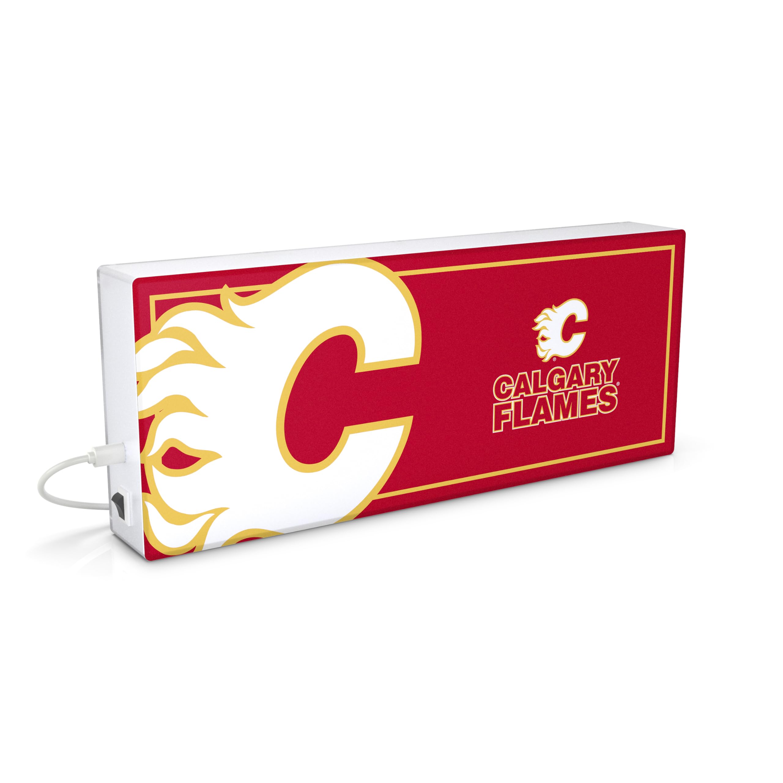 SOAR NHL LED Ambience Light Box: Elevate Your Space with Officially Licensed Wall D  cor, Calgary Flames