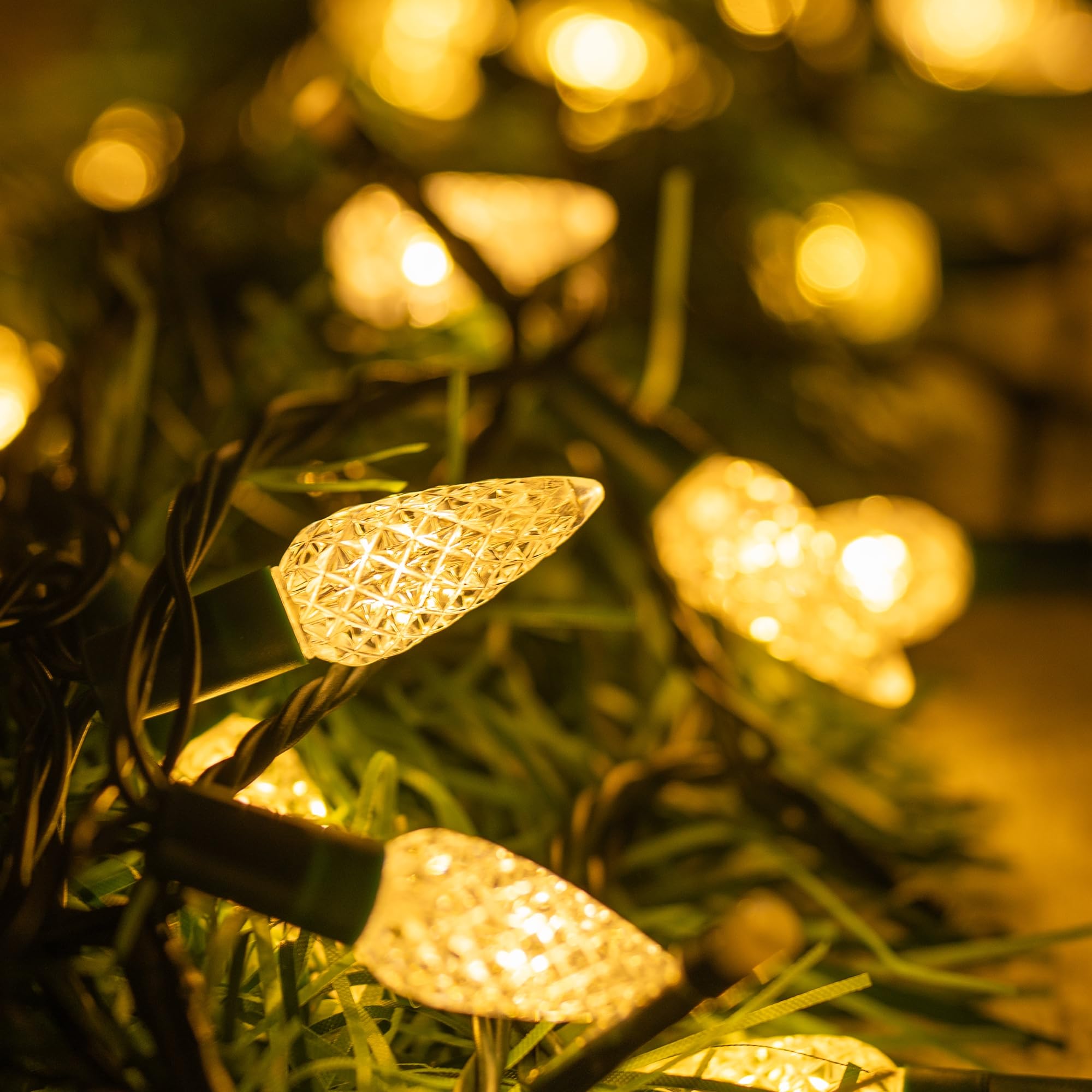 Dazzle Bright C6 Christmas String Lights, 200 Led 66 Ft Waterproof Connectable String Lights With Timer, 8 Modes Christmas Light