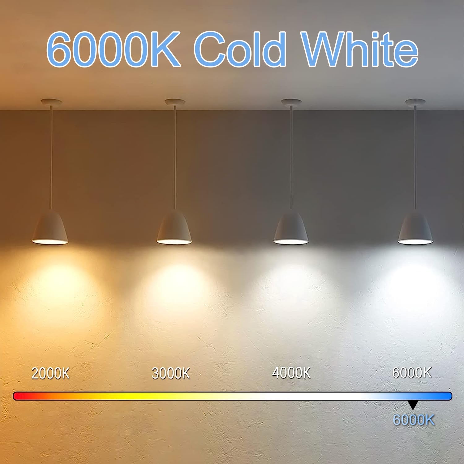 NOVELUX E26 LED Bulb 60 Watt Dimmable T10 Glass Light Bulb 7.3 Inch 6000K Cold White 4 Pack