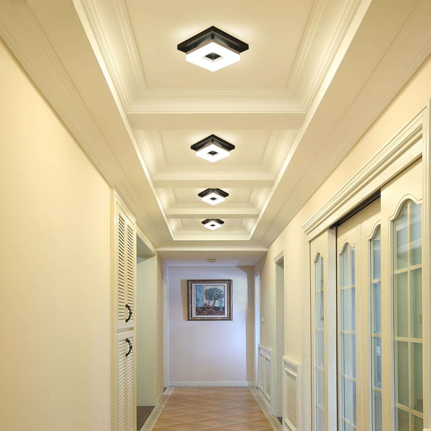 Anmaice 8in 8W Flush Mount LED Ceiling Light, Modern Design, 3 CCT (3000K/4000K/6500K), Iron, Model CPX001