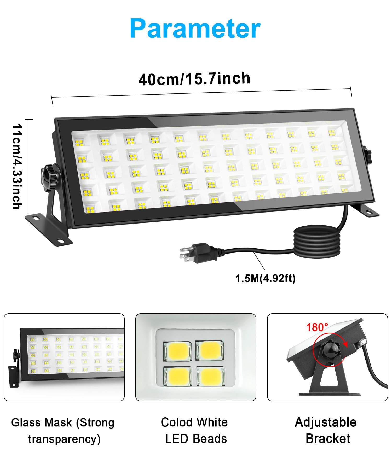 120W Led Shop Light For Garage 1000W Equiv, 16000Lm Very Bright Led Work Light, Ip66 Waterproof Outdoor Flood Light With Plug, 5