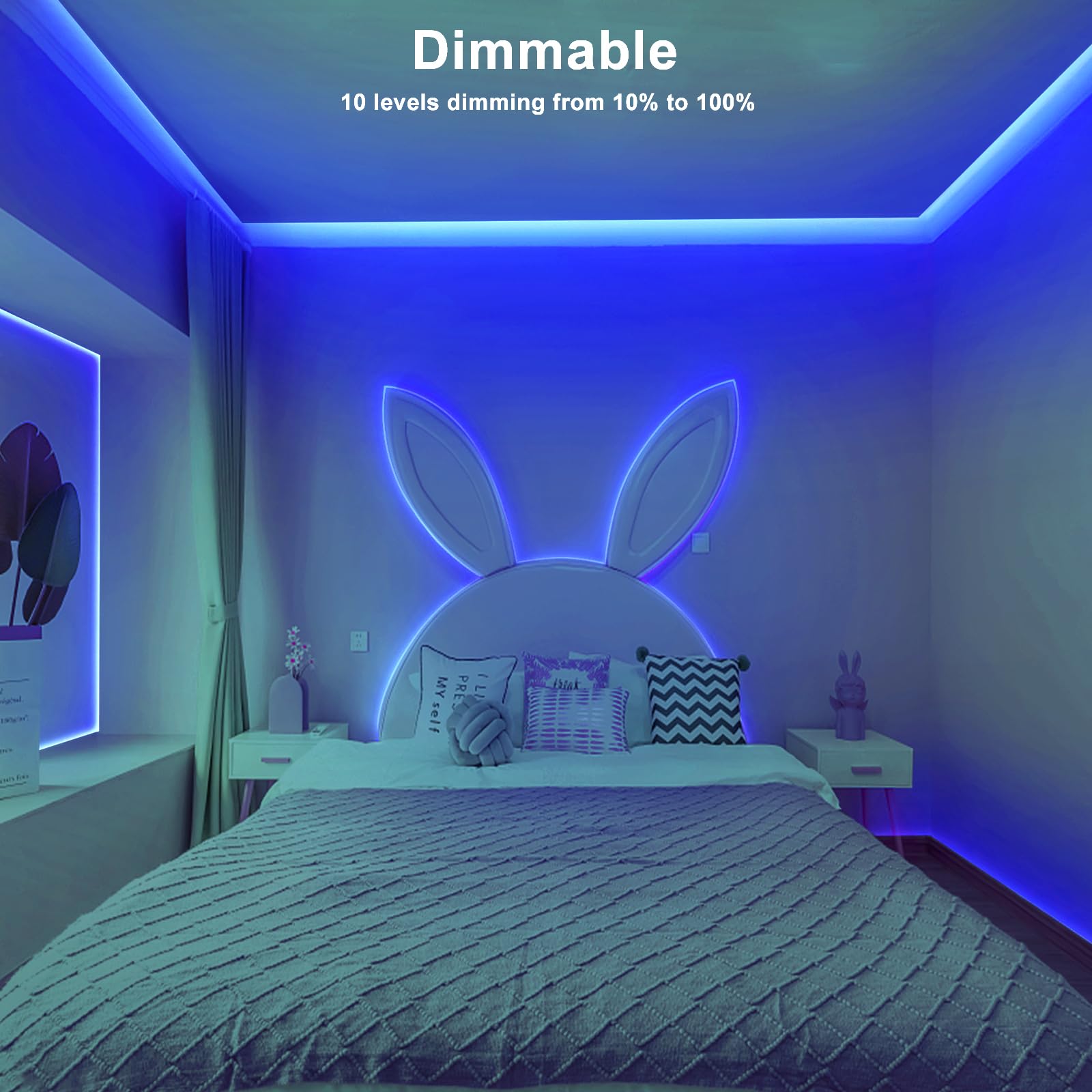 Tatazone 16.4Ft Blue Cob Led Strip Lights With Rf Remote, Dimmable Bright Adhesive Indoor Led Cob Light Strip For Cabinet, Paint