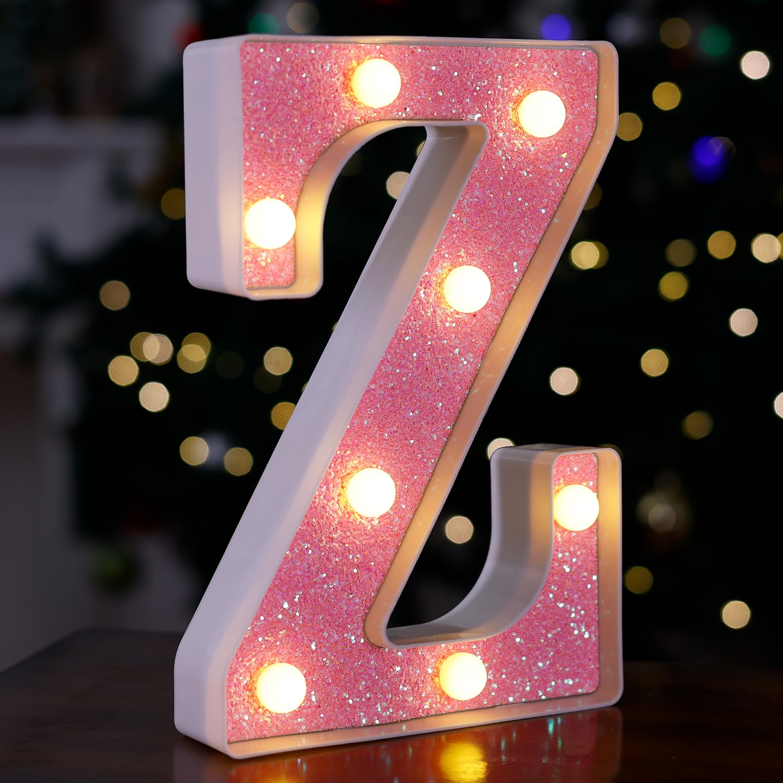 TRONSBOO LED Letter Light - Pink Glitter Marquee Alphabet Sign, Battery Powered, Model Z, Perfect for Home Party Decor and Gifts
