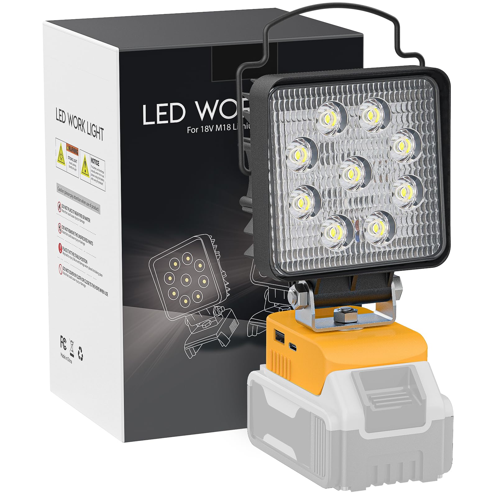 Livowalny Cordless Led Work Light For Dewalt 20V Battery, Flashlight 20V For Dewalt Light 48W 4800Lm, 20V Max Led Work Light, Le