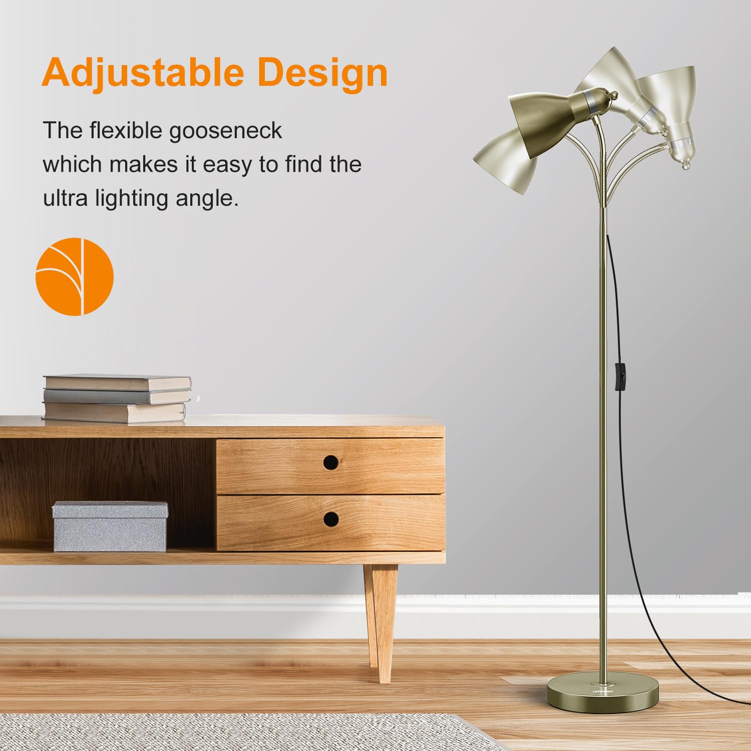 LEPOWER Adjustable Metal Floor Lamp, Bronze Torchiere Light, E26 Base, Model UF2012 for Living Room, Bedroom, Office