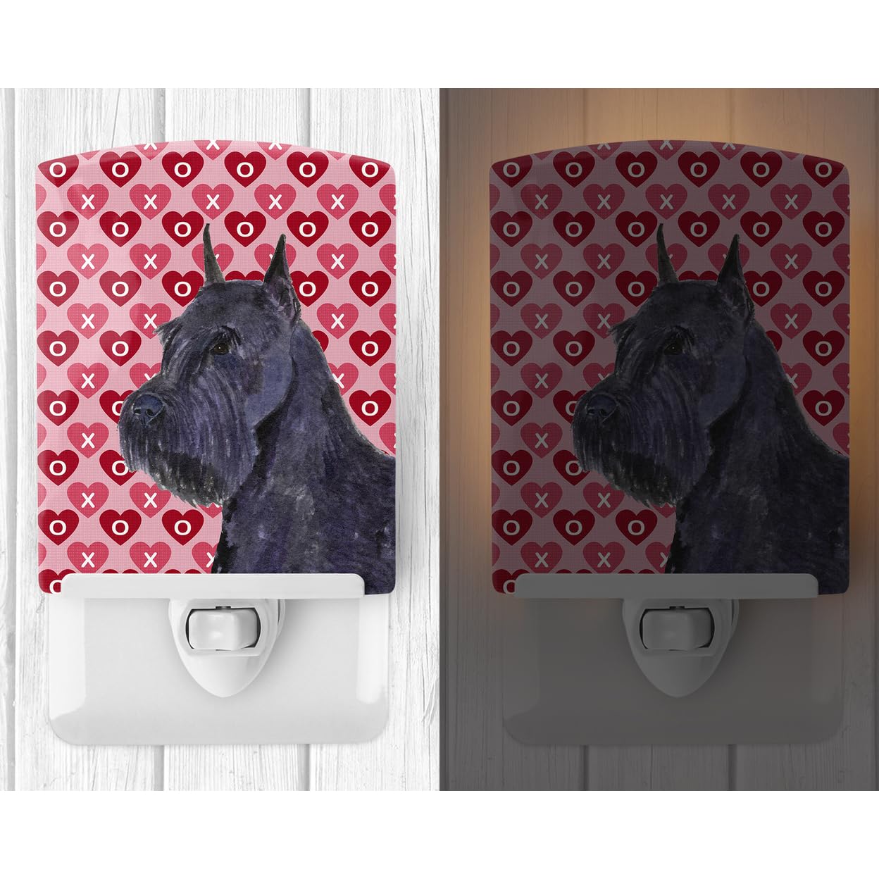 Carolines Treasures Ceramic Night Light, Schnauzer Hearts Design, UL-Certified, 6x4x3 inches, Multicolor, Model SS4523CNL