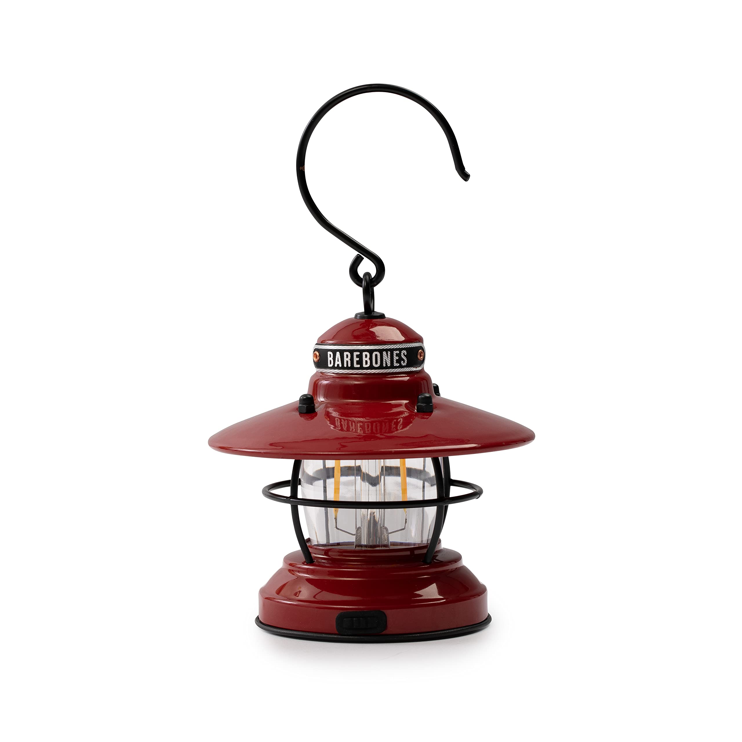 Barebones Edison Mini Lantern - Vintage LED Camping Light, 1 Pack, Red, Model LIV-274, Adjustable Brightness, Weatherproof