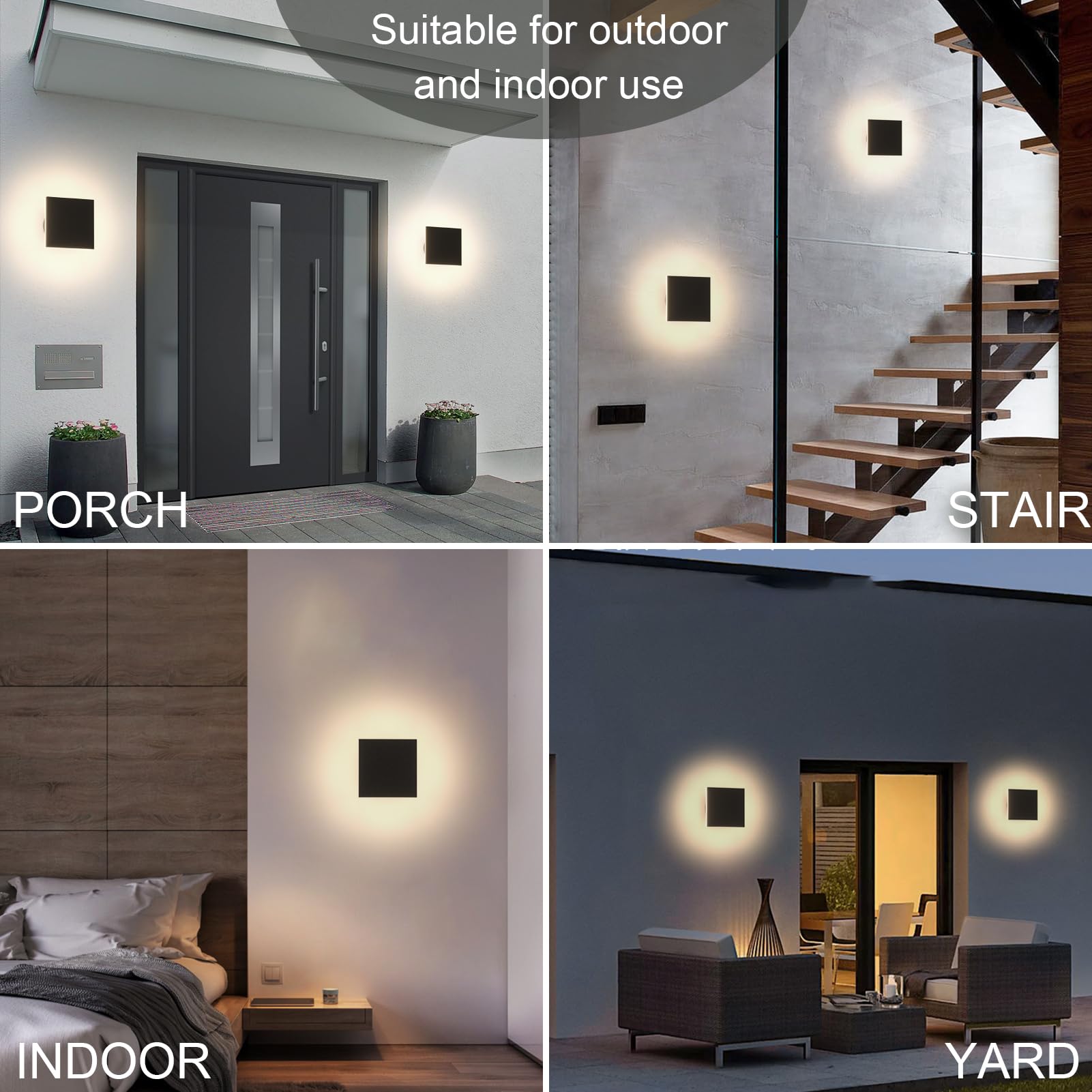 Aoceley 2 Packs Led Wall Light Outdoor Indoor Modern Wall Sconce Mini Wall Sconce Black Modern Outdoor Wall Lights Aluminum Porc