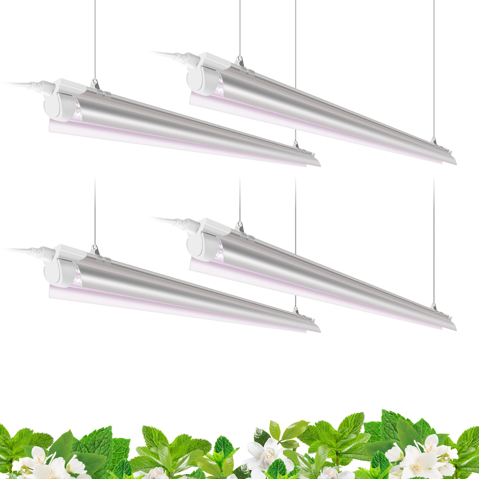 Barrina LED Grow Light 4FT, 168W V-Shape Reflector Combo, Full Spectrum, Pinkish White, Model QL42, 4-Pack
