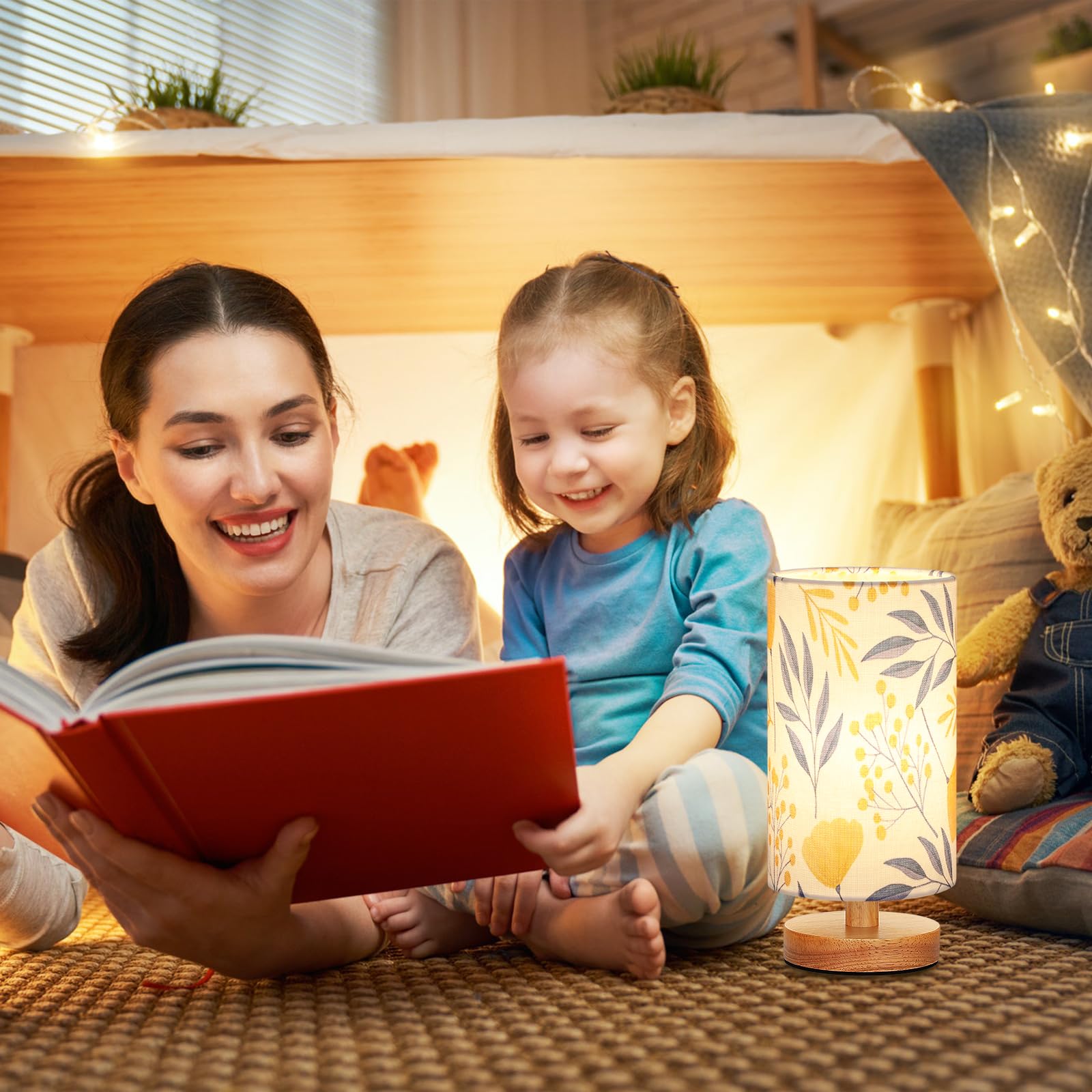 Fenmzee Ginkgo Table Lamp For Bedroom - Inline Control, Small Bedside Lamp With 3000K A15 Led Blub, Easy Assembly (Ginkgo White