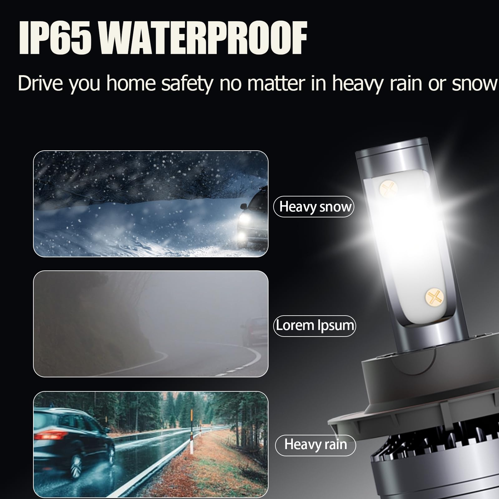 HUOKEDS LED Bulbs Combo for Ford F150 2004-2014, 4pcs Super Bright White High Low Beam & Fog Lights, Model HUO-H51A