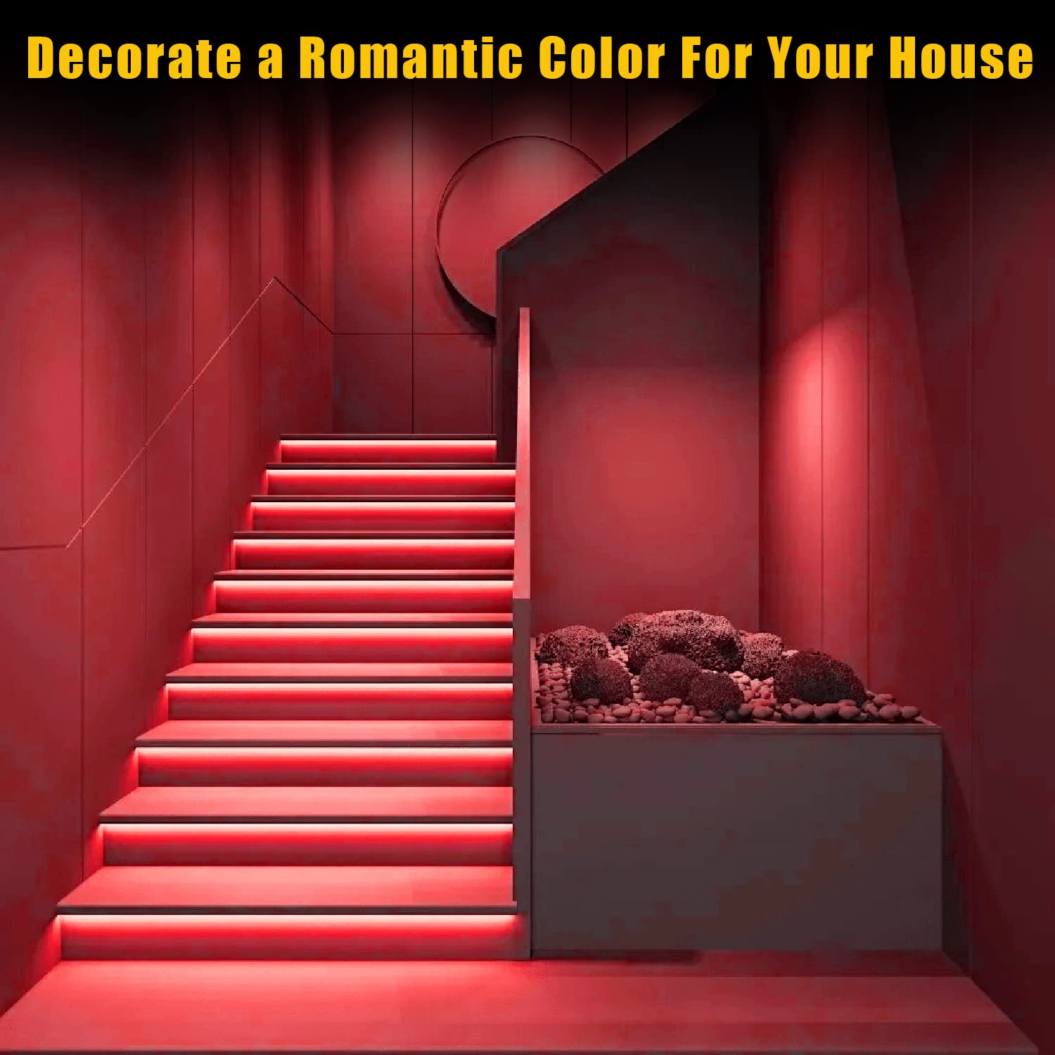 YM E-Bright Red LED Strip Lights, 5M Waterproof IP68, Flexible for Undercar, Bedroom, Kitchen, TV, Model SL-003-R
