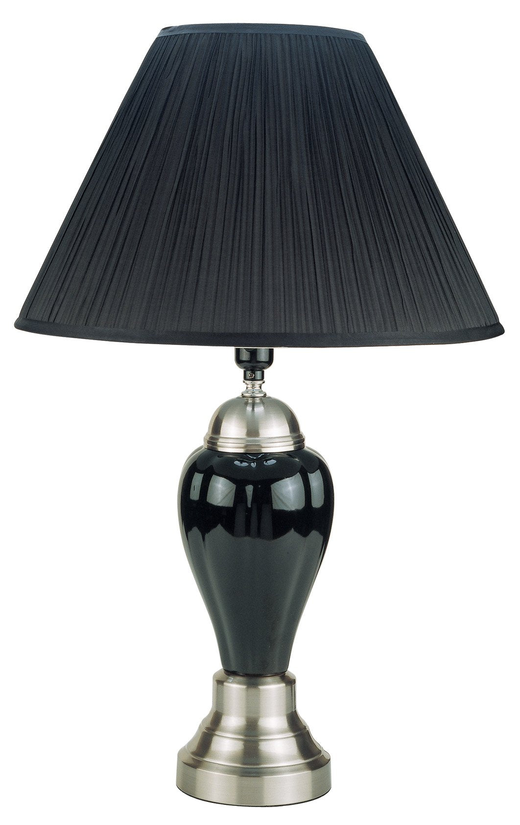 ORE Ceramic Table Lamp 27-Inch Model 6117SN-BK Silver/Black Finish