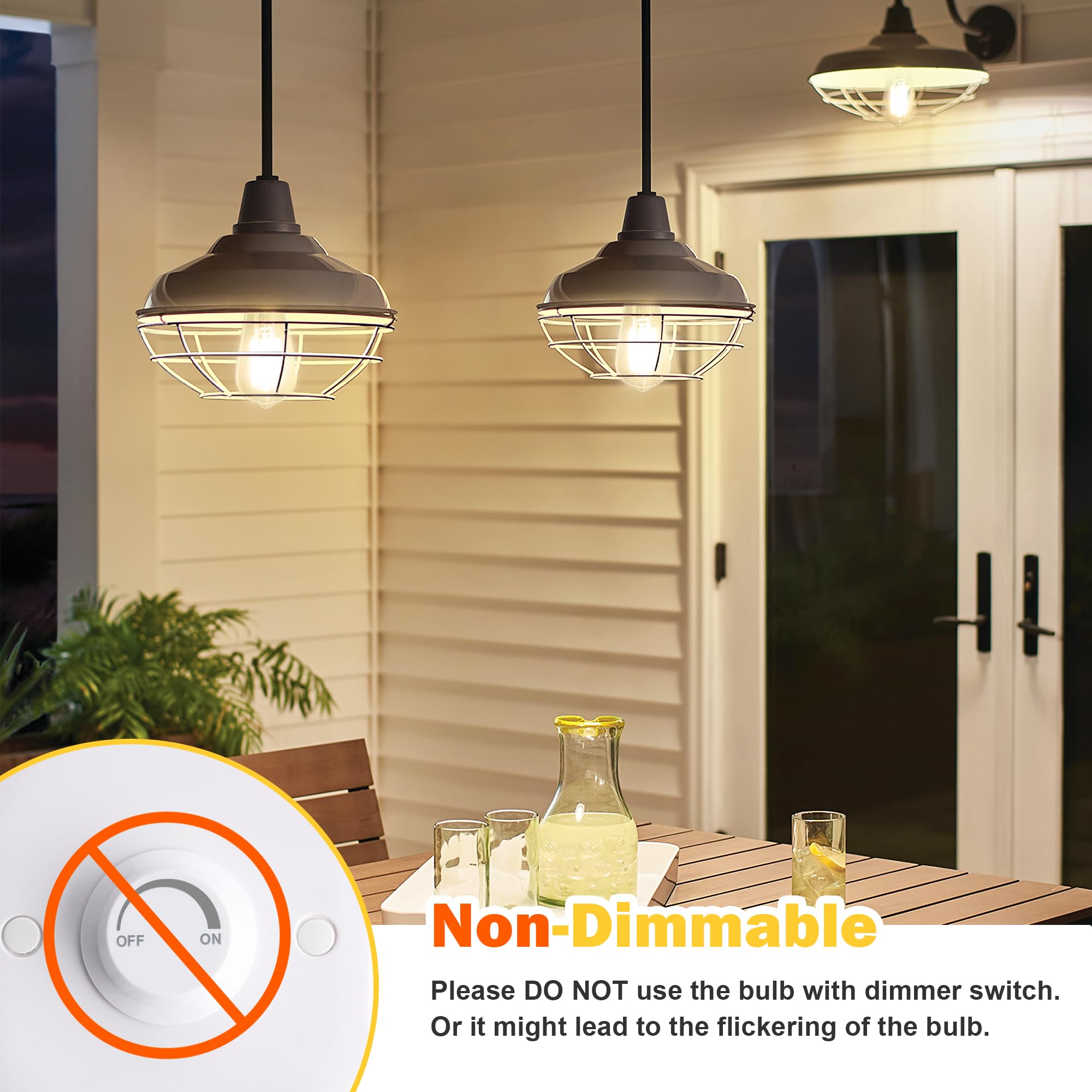 Asomst Vintage Edison Bulbs 60W Equivalent 850Lm, 6W Led Light Bulb Soft White 3000K, St58 Filament Lighting E26 Base, Non-Dimma