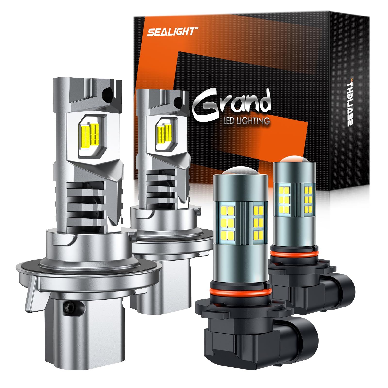 SEALIGHT G2 H13 H10 LED Bulbs Combo, 42000LM, 6500K, Plug and Play, Pack of 4, White