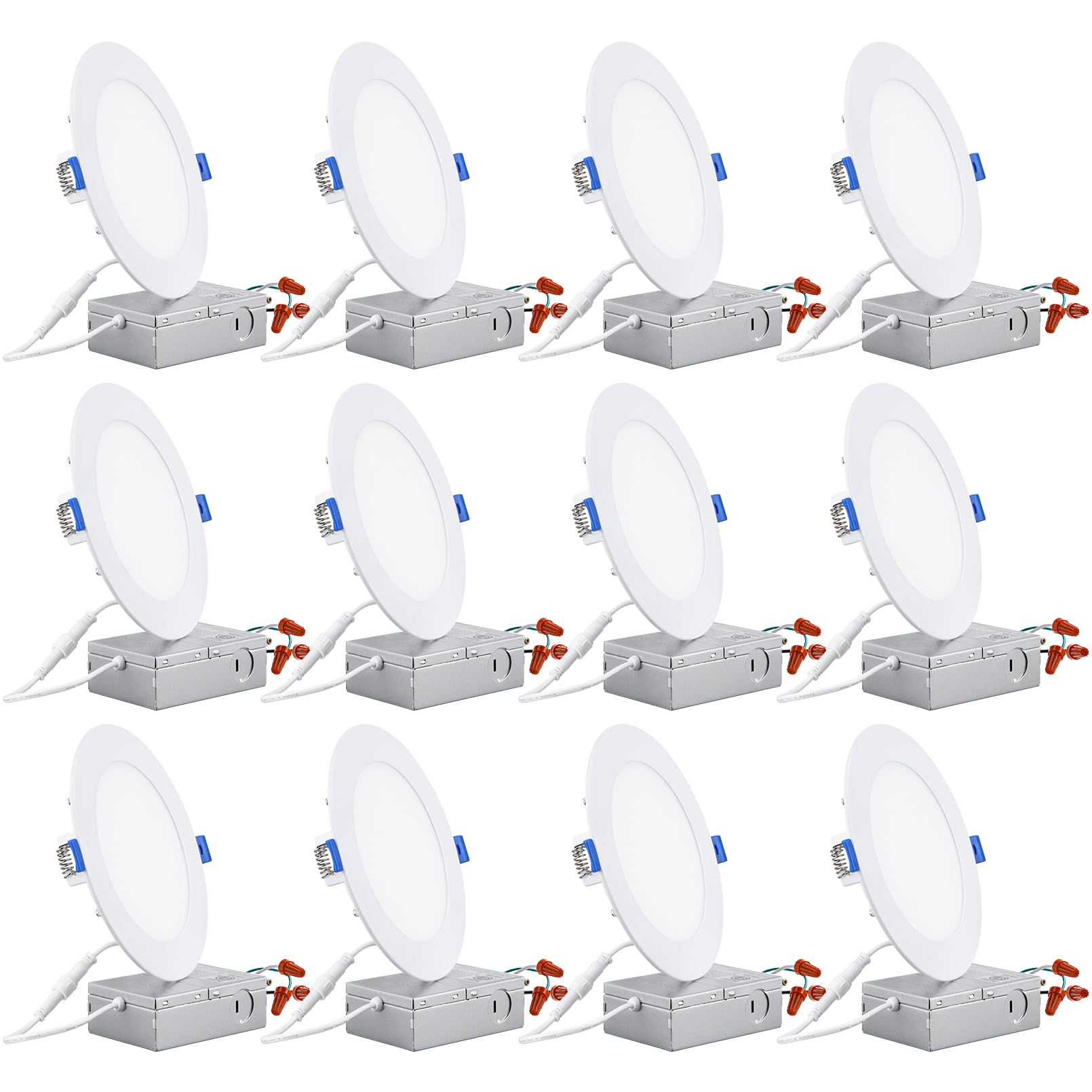 TORCHSTAR 12-Pack 6 Inch Ultra-Thin LED Recessed Lighting, 12W Dimmable, Daylight (5000K), ETL & Energy Star, Model R1