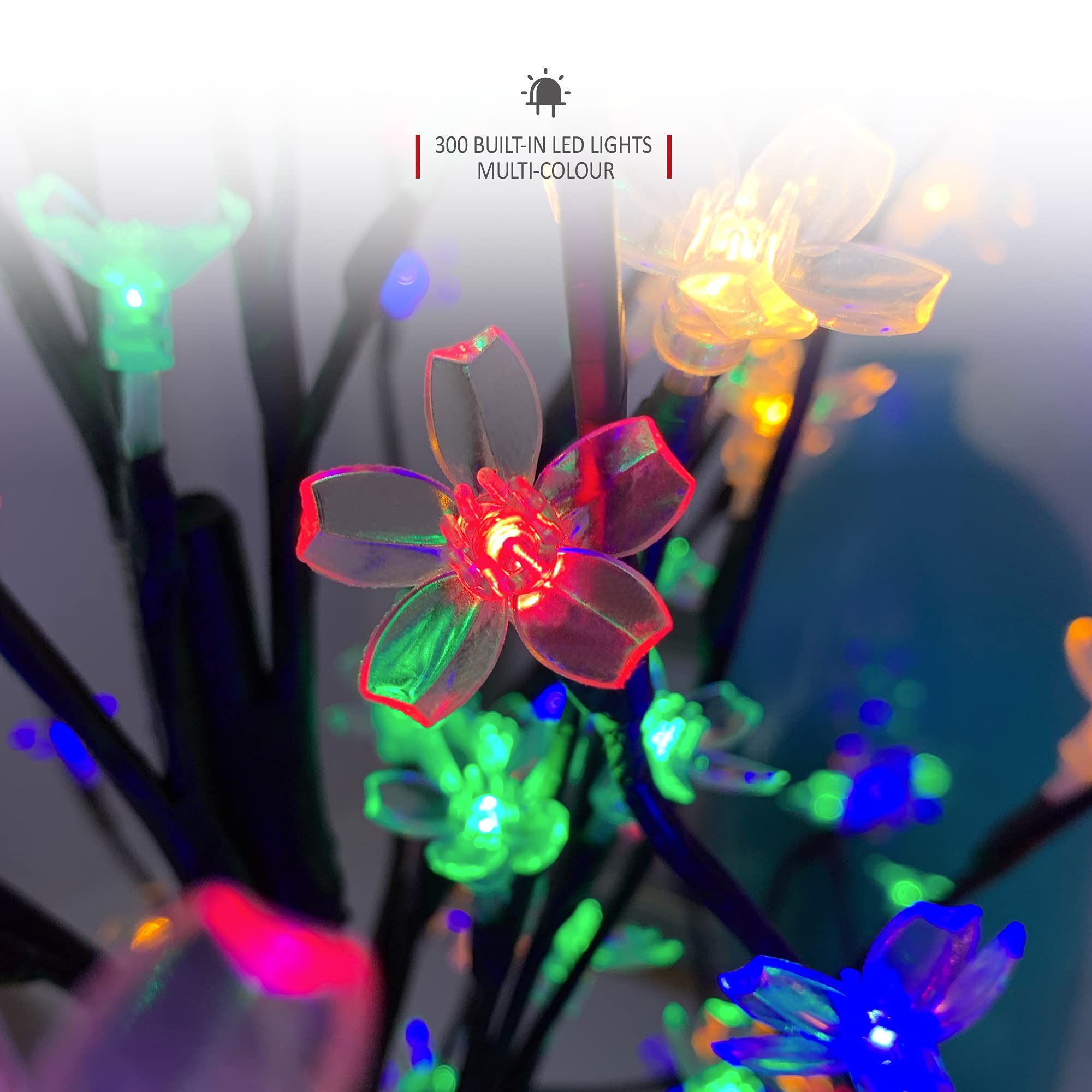 Netta 6Ft Led Cherry Blossom Tree Multicolour, 300 Lights, Timer And 8 Functions- Indoor Or Outdoor Use