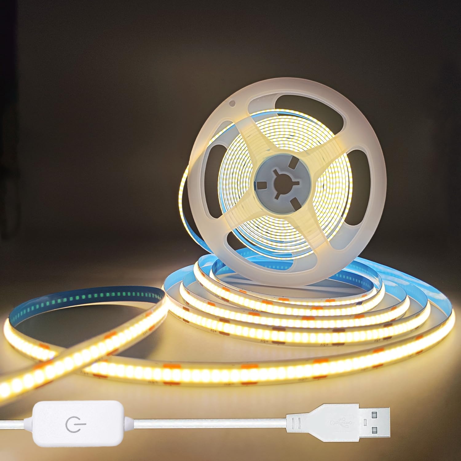 Zslaifu A 5V Usb Led Lights For Mirror, 6.56 Ft White Led Lights For Vanity Mirror, Touch The Switch Cob Led Strip Light, Vanity