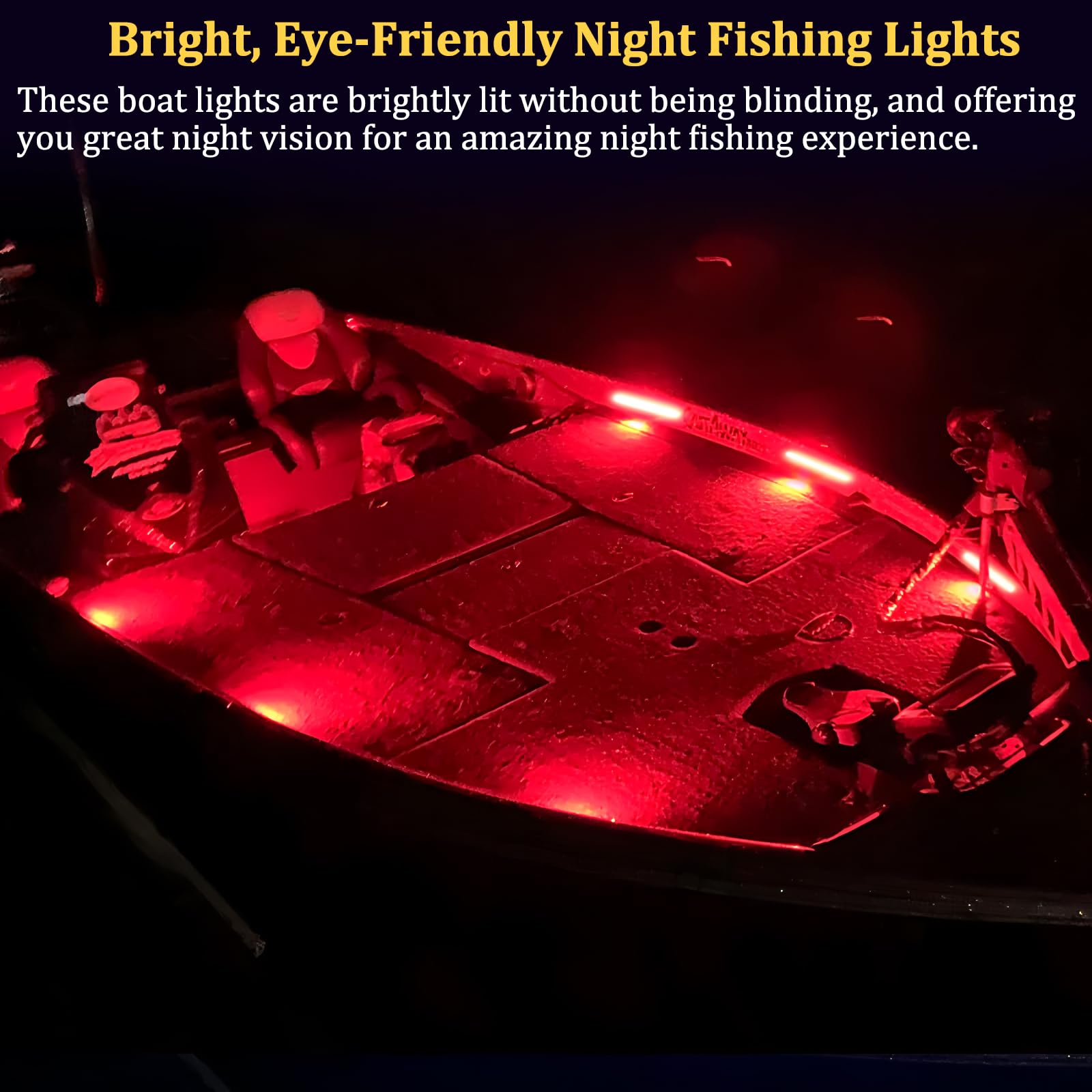 Botepon Marine LED Boat Interior Lights, IP67 Waterproof, No Drill Install, Red, Model BP-6led-strip light-10