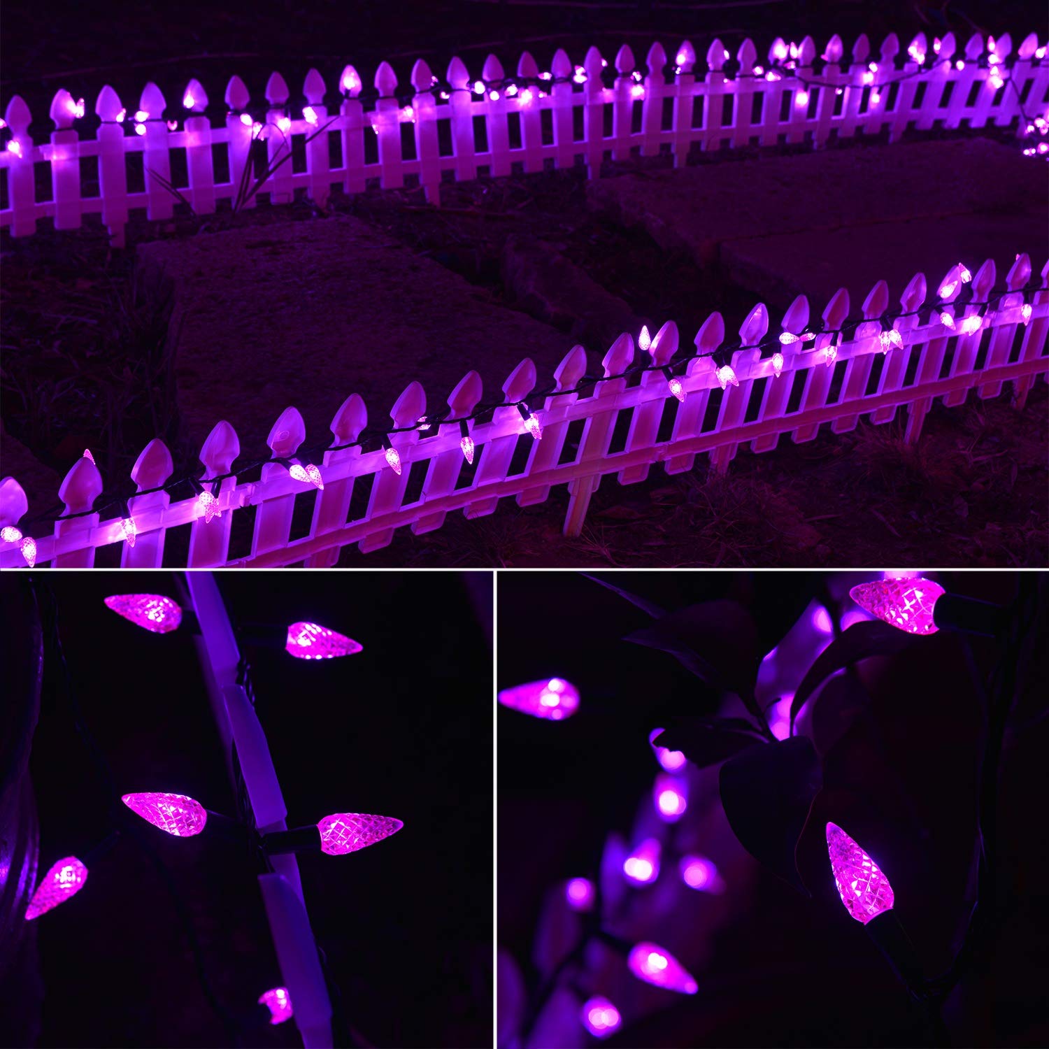 Twinkle Star C6 Halloween String Lights - 100 LED, 33ft, Purple, Indoor/Outdoor, 8 Lighting Modes, Model ZD-29V100DIF