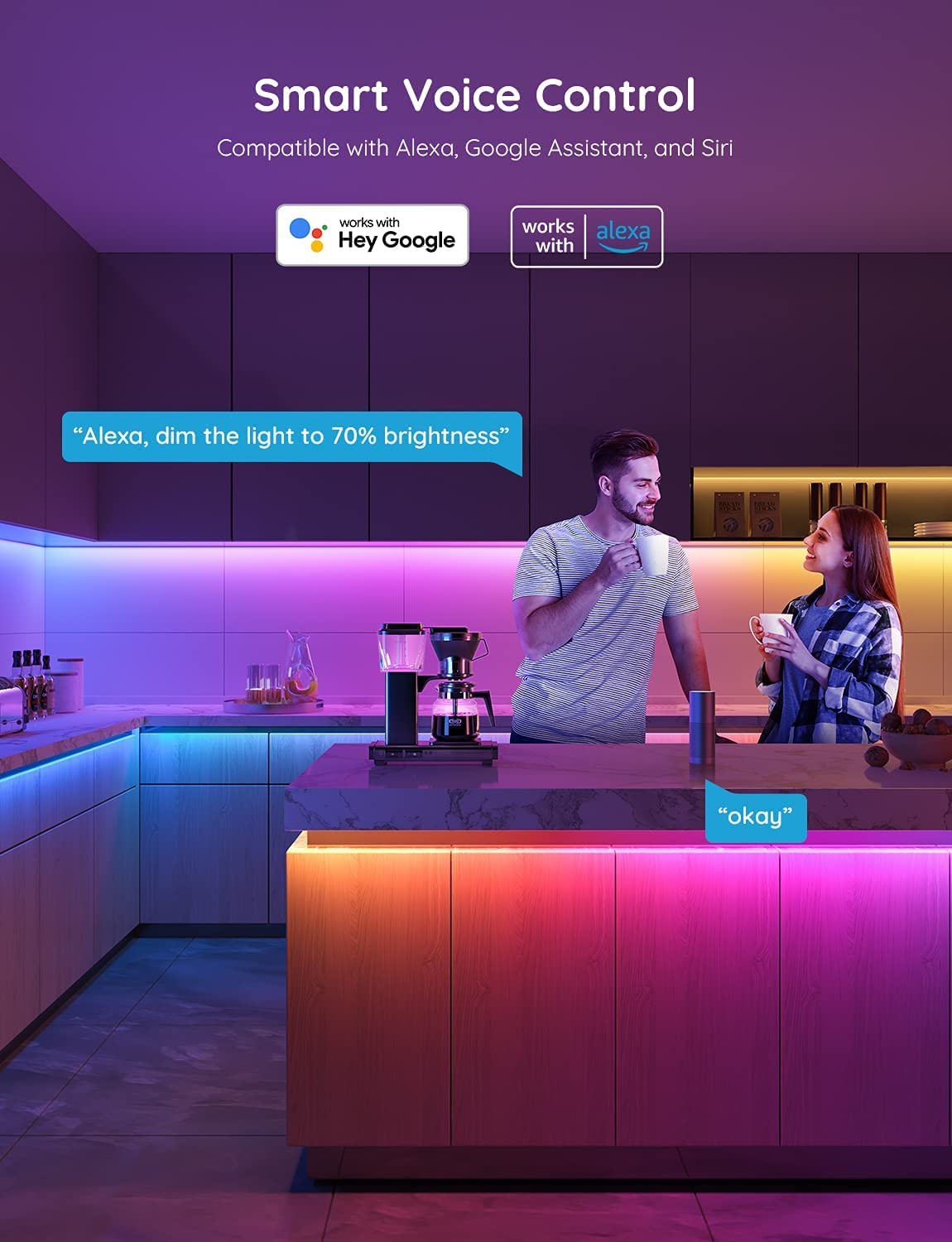 Govee RGBIC LED Strip Light 16.4ft, Smart WiFi, Alexa/Google Assistant, Music Sync, Color Changing for Gaming Room, Bedroom, Desk