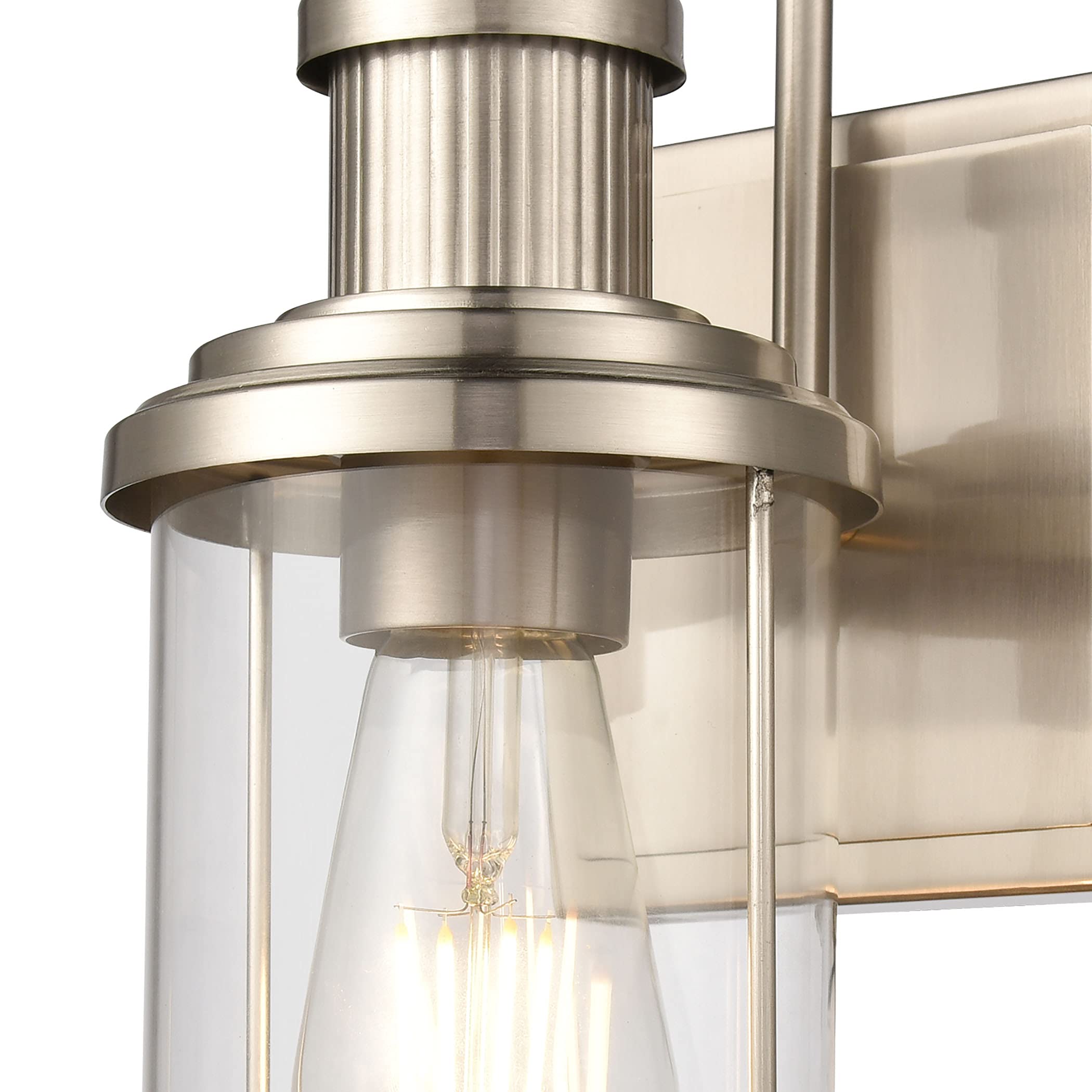 Elk Home Millburn 1-Light Vanity Light, Satin Nickel, Clear Glass, Traditional Style
