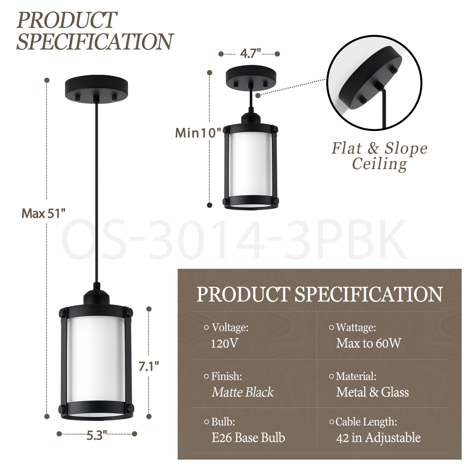 Osimir Black Pendant Lights Kitchen Island, 1-Light Modern Mini Hanging Light Fixtures With Milk Glass, Farmhouse Kitchen Pendan