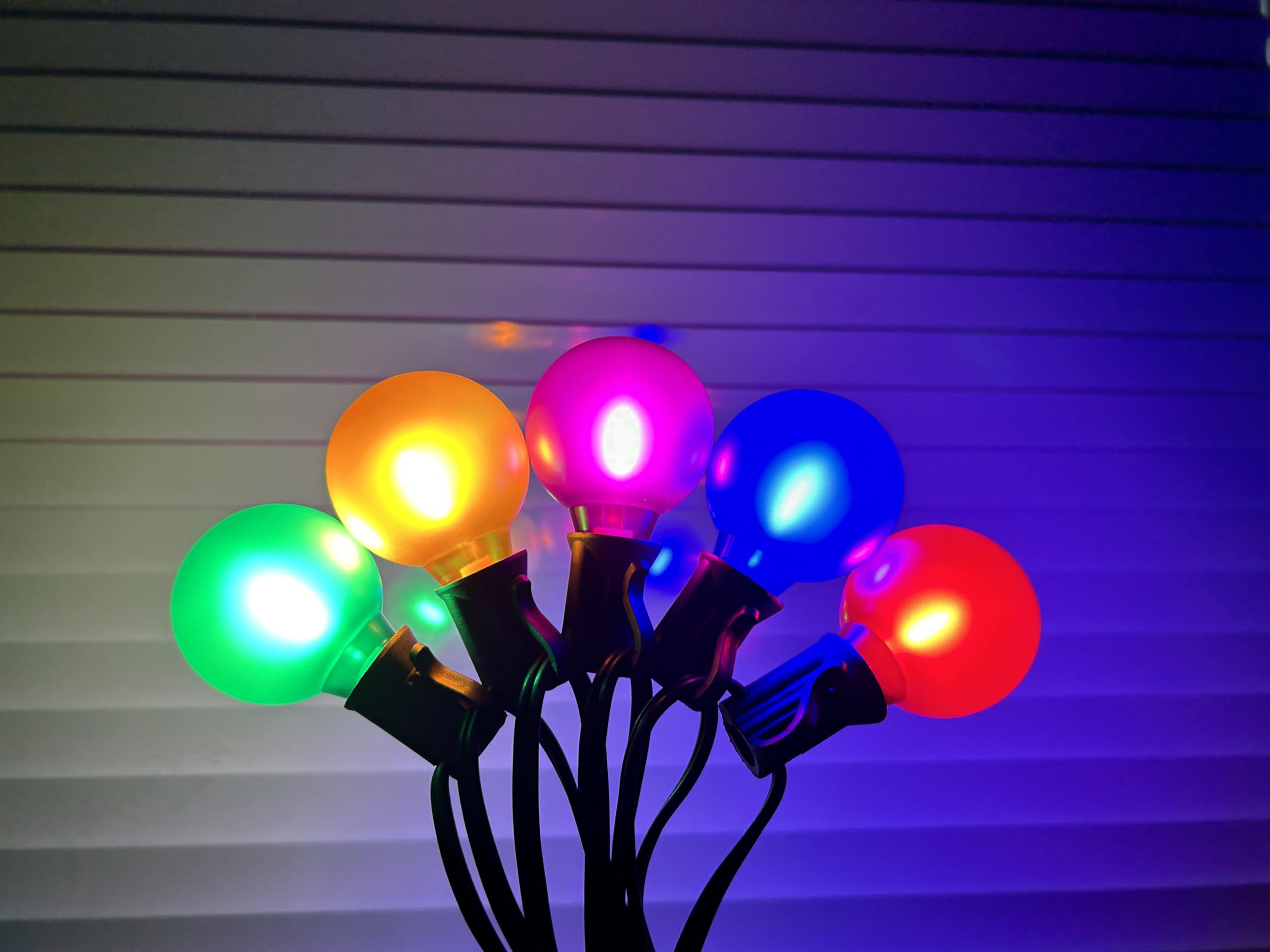 25 Pack G40 Led Multicolor Christmas Replacement Light Bulbs, 1 Watt E12/C7 Candelabra Base Plastic Shatterproof Led Globe Ediso