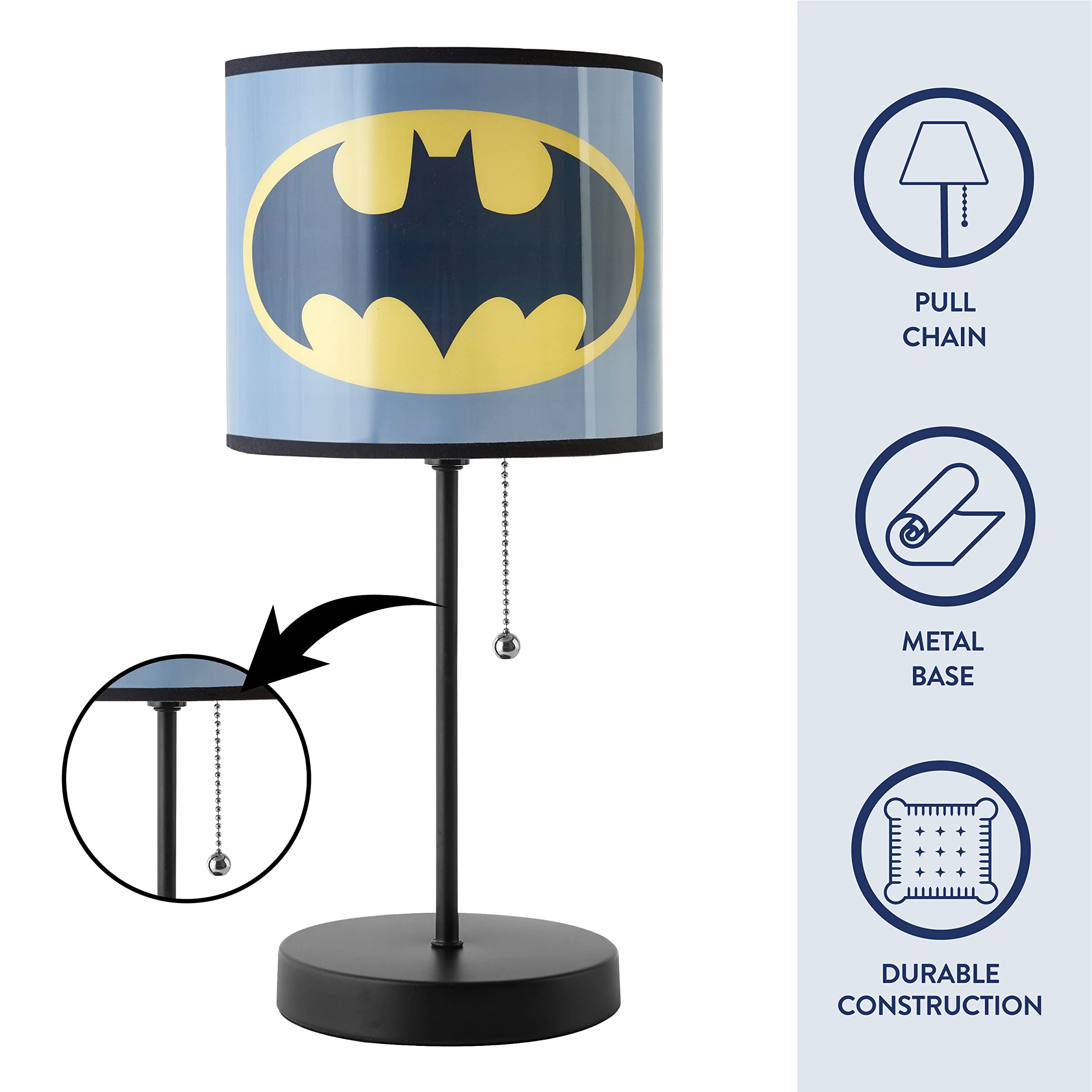 Idea Nuova Super Mario Stick Table Kids Lamp With Pull Chain, Themed Printed Decorative Shade