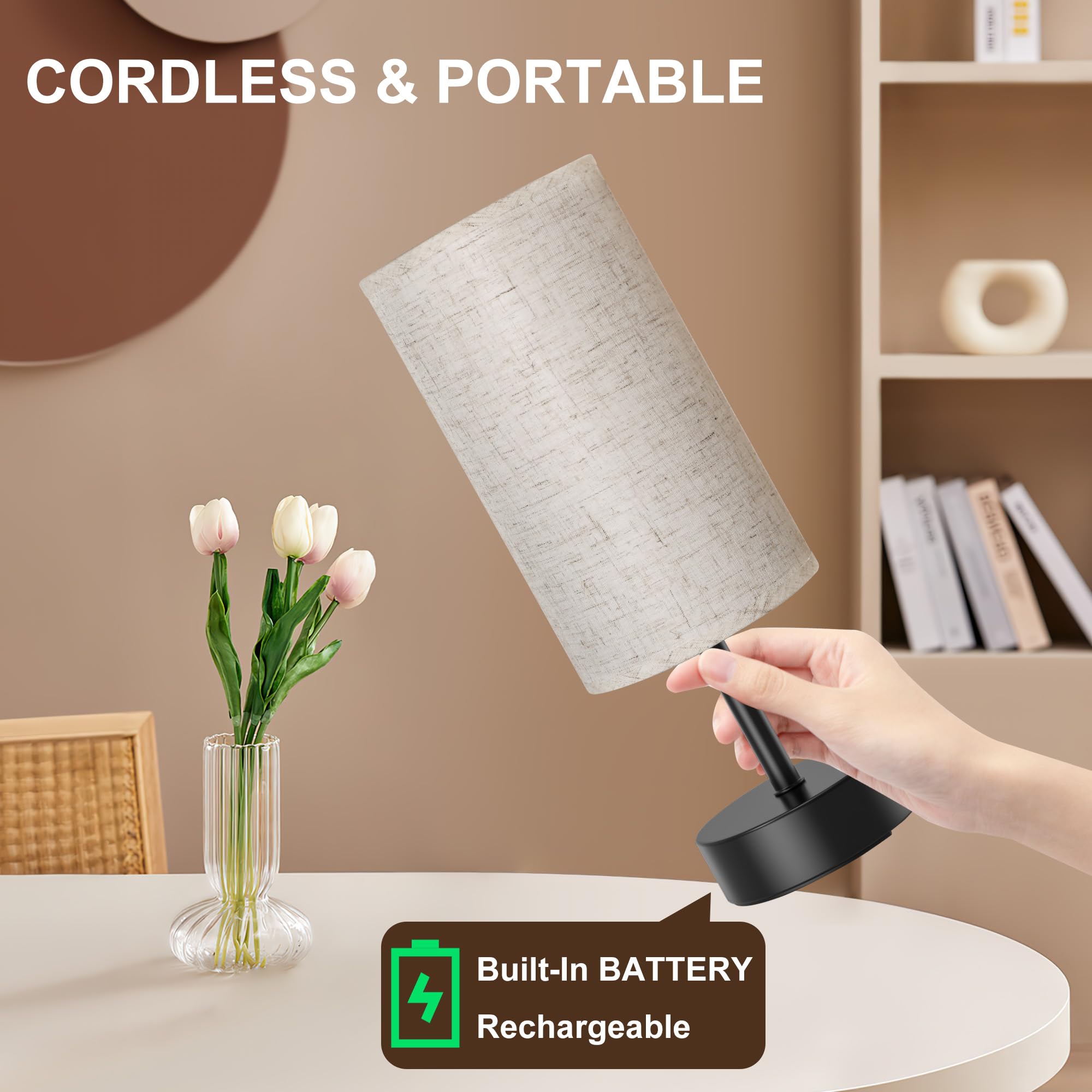 Rottogoon 3-Color Temperature Bedside Lamp Nightstand Lamp With Usb Port And Ac Outlet, Table Lamp For Bedroom With Led Bulb Sma