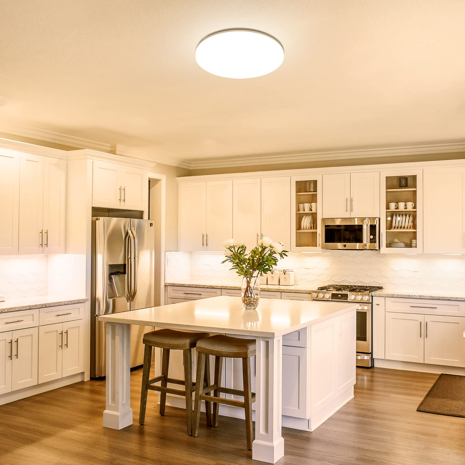 Lepro 11 Inch Flush Mount LED Ceiling Light, 2400 Lumen, Waterproof, Warm White, Model PR1500035-WW-EU