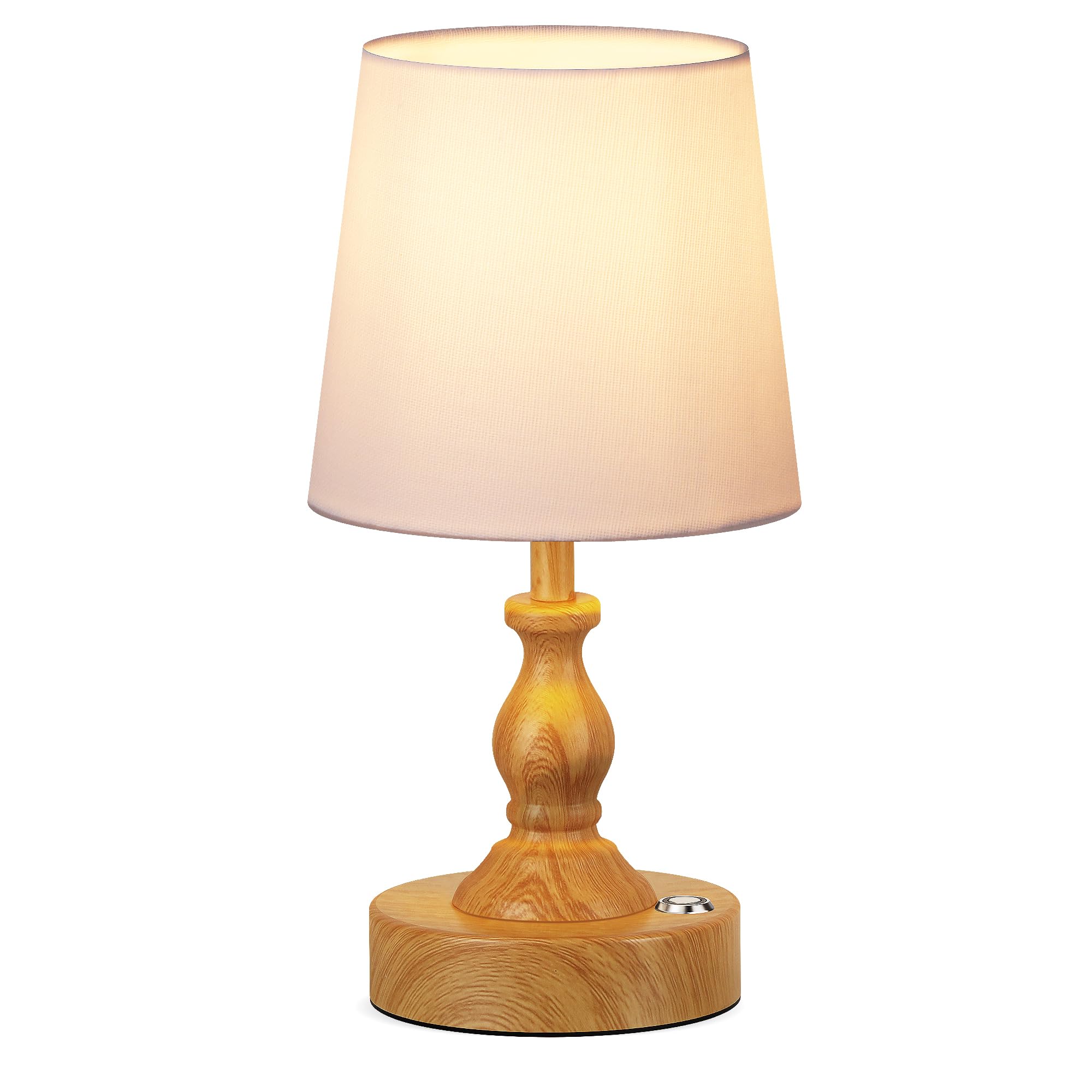 PARTPHONER Mini Cordless LED Table Lamp, 5200mAh Rechargeable, Touch Dimmable, Wood Grain, Model STR-LP-TL001