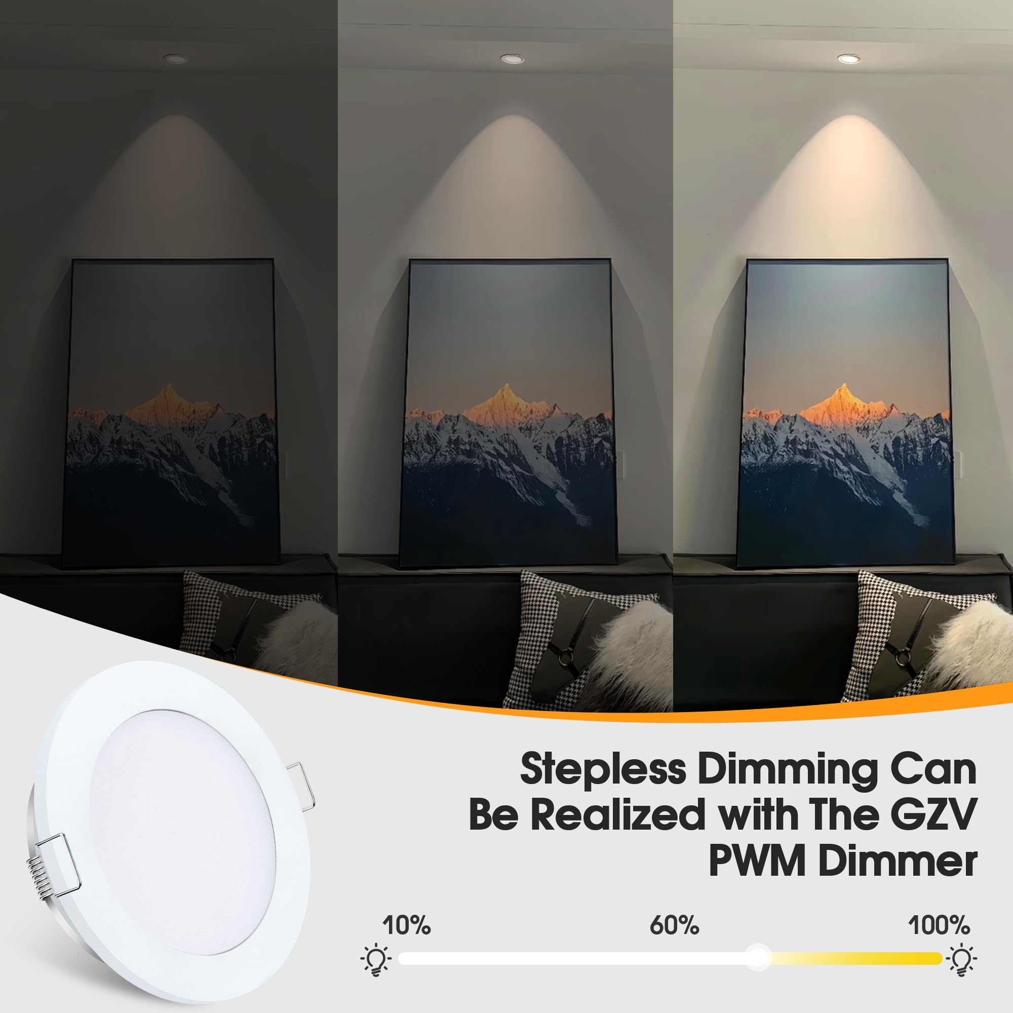 Gzv Rv Puck Light  Rv Led Recessed Ceiling Lights  Dc 12V Led Light For Under Cabinet Camper Van Truck Motorhome Interior Lighting  4 Pack (3000K With White Finish Warm Light)