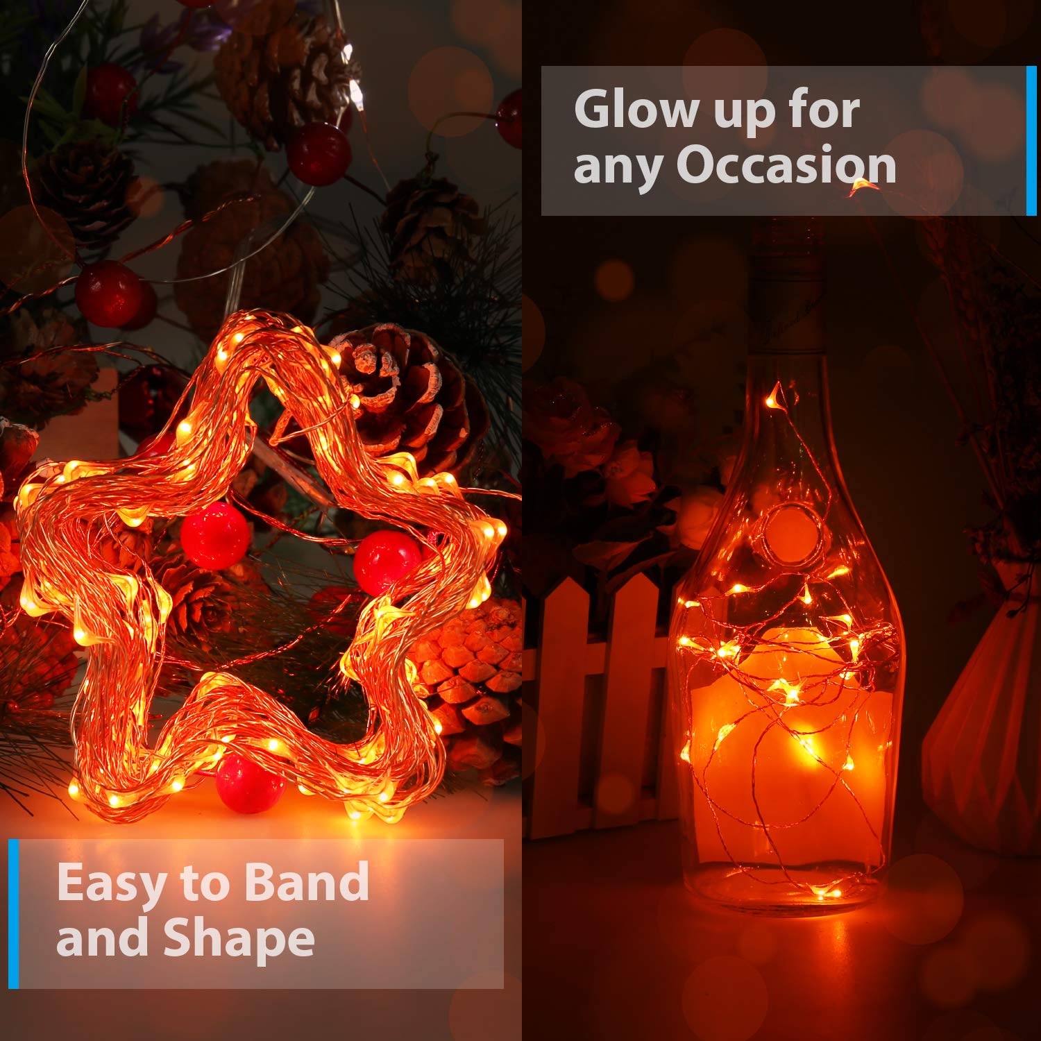 Ariceleo USB LED Fairy String Lights, 32ft Copper Wire, Orange, 1 Pack for Indoor & Outdoor Decoration, Model MRSUSB