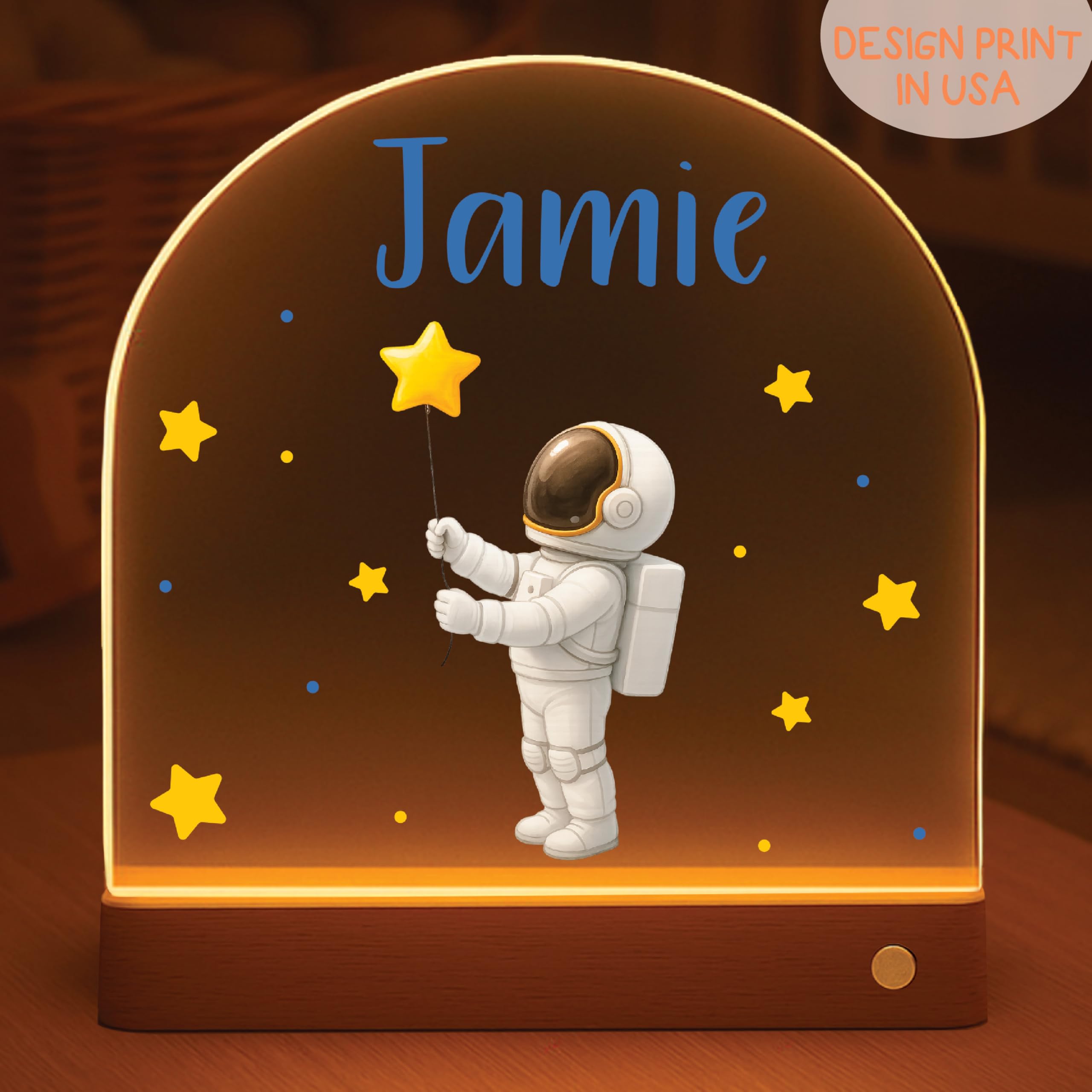 Personalized Kids Name Night Light - Custom Baby Gift Acrylic Led Lamp With Stars  Moon & Cute Designs - Nursery Bedside Nightlight Room Decor For Boys & Girls - Unique Birthday  Christmas Gift Idea