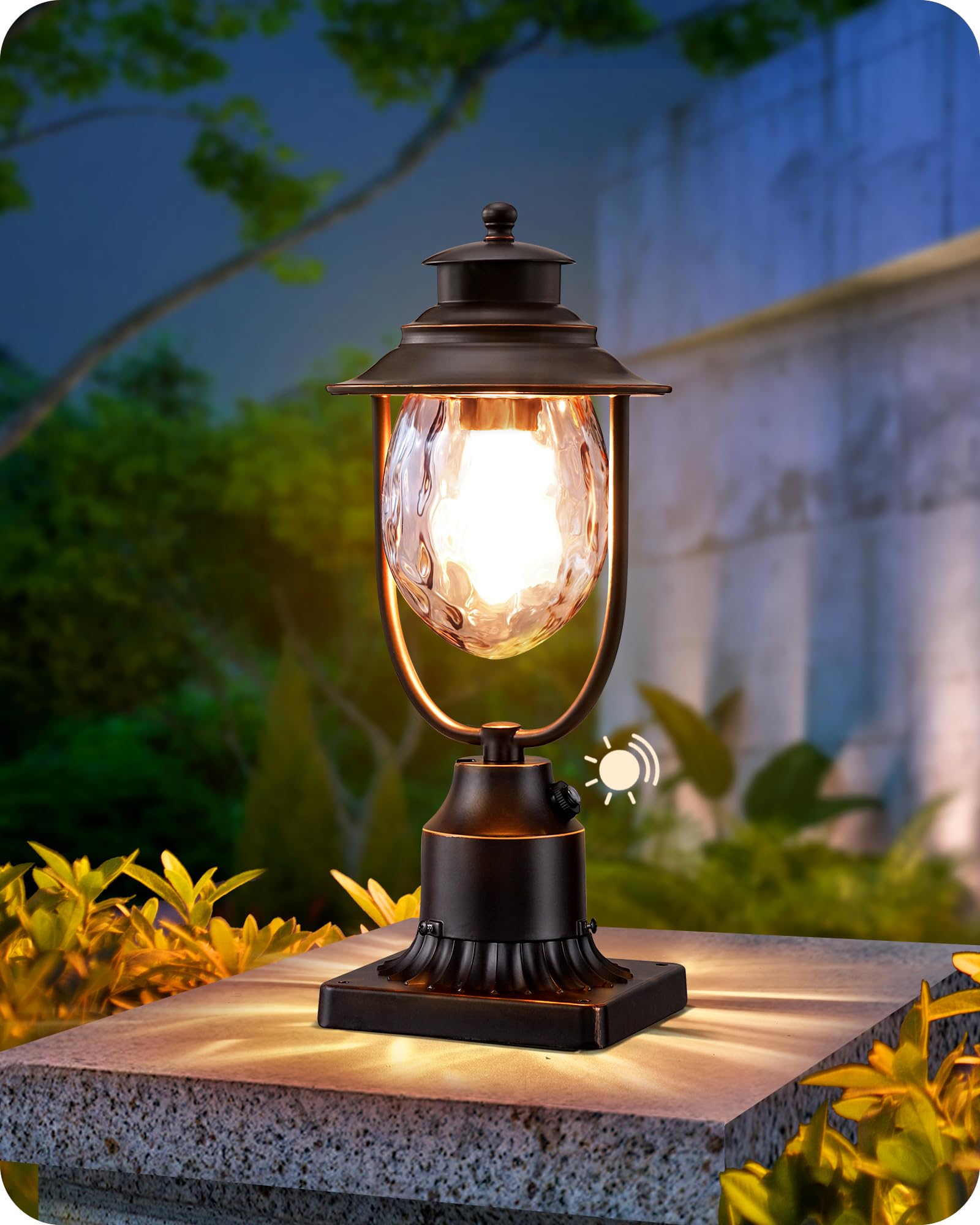 EDISHINE Dusk to Dawn Outdoor Post Light, Pole Light Fixture with Pier Mount Base, Waterproof Exterior Lamp Post Lantern Head, C
