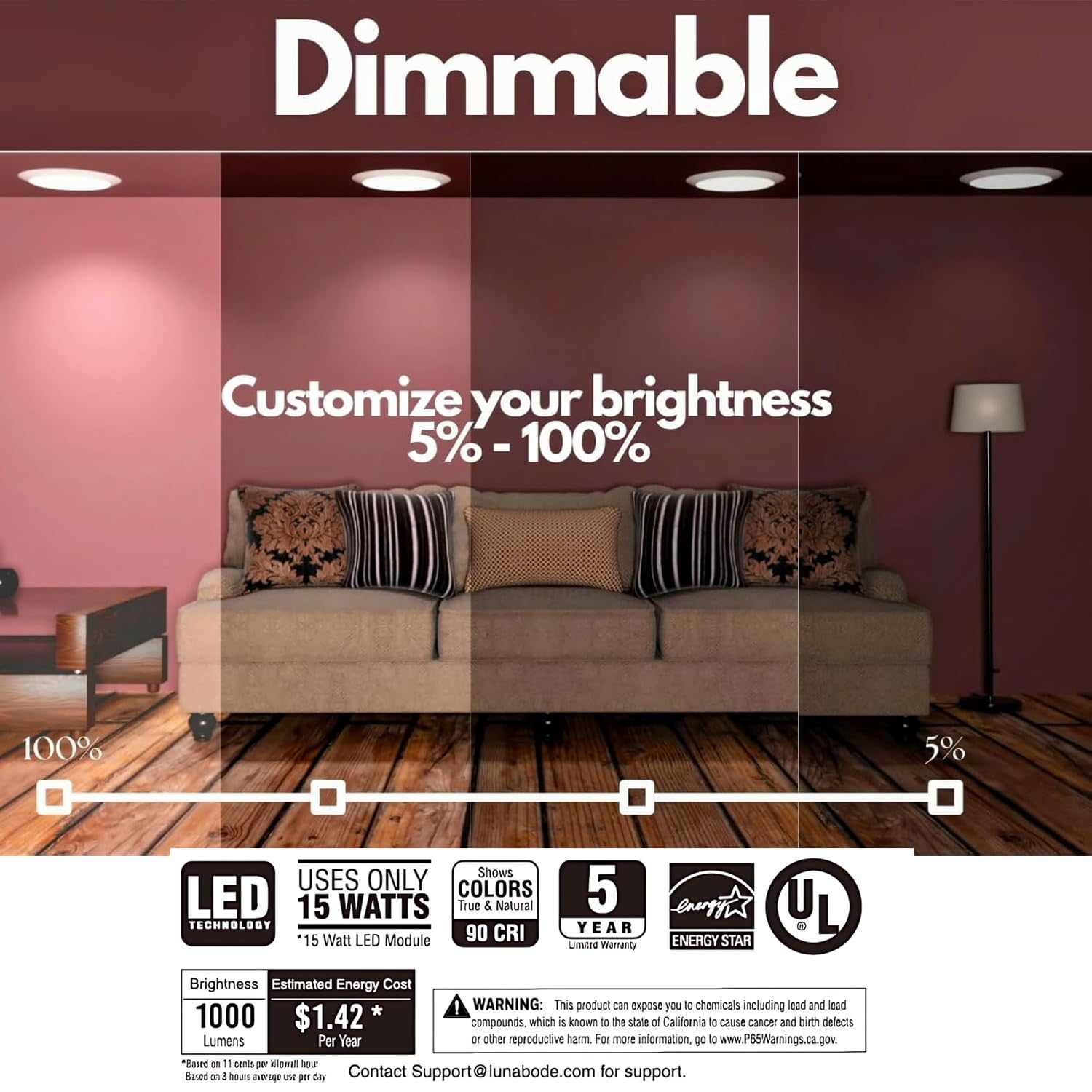 Lunabode Led 7.5 Inch Disc Light-24 Pack I Dimmable Ceiling Light Fixtures | 5Cct Color Selectable Led Lights 2700K/3000K/3500K/