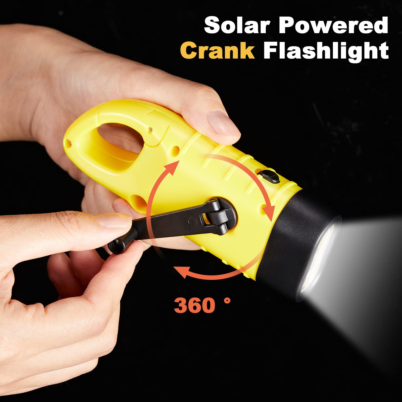 Mudder Hand Crank Solar Powered Flashlight, LED, Emergency Gear, Rechargeable, Model CL-Mudder-4736, Green/Black