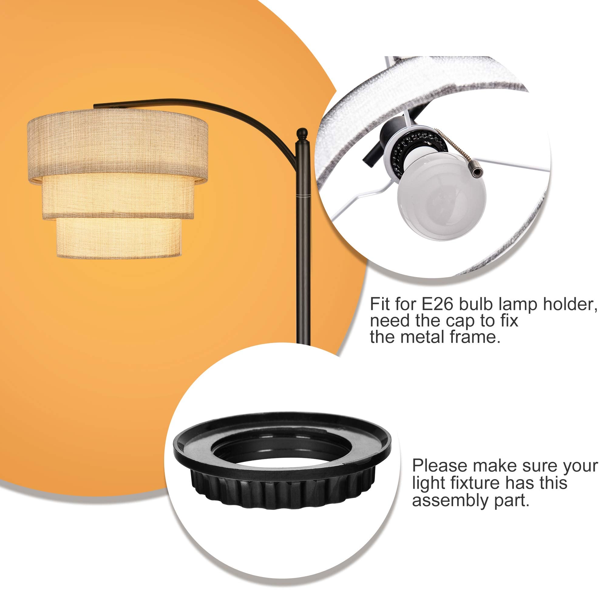 EDISLIVE 3-Tier Linen Drum Lamp Shade Replacement Cover, White, Model EDIS448458598