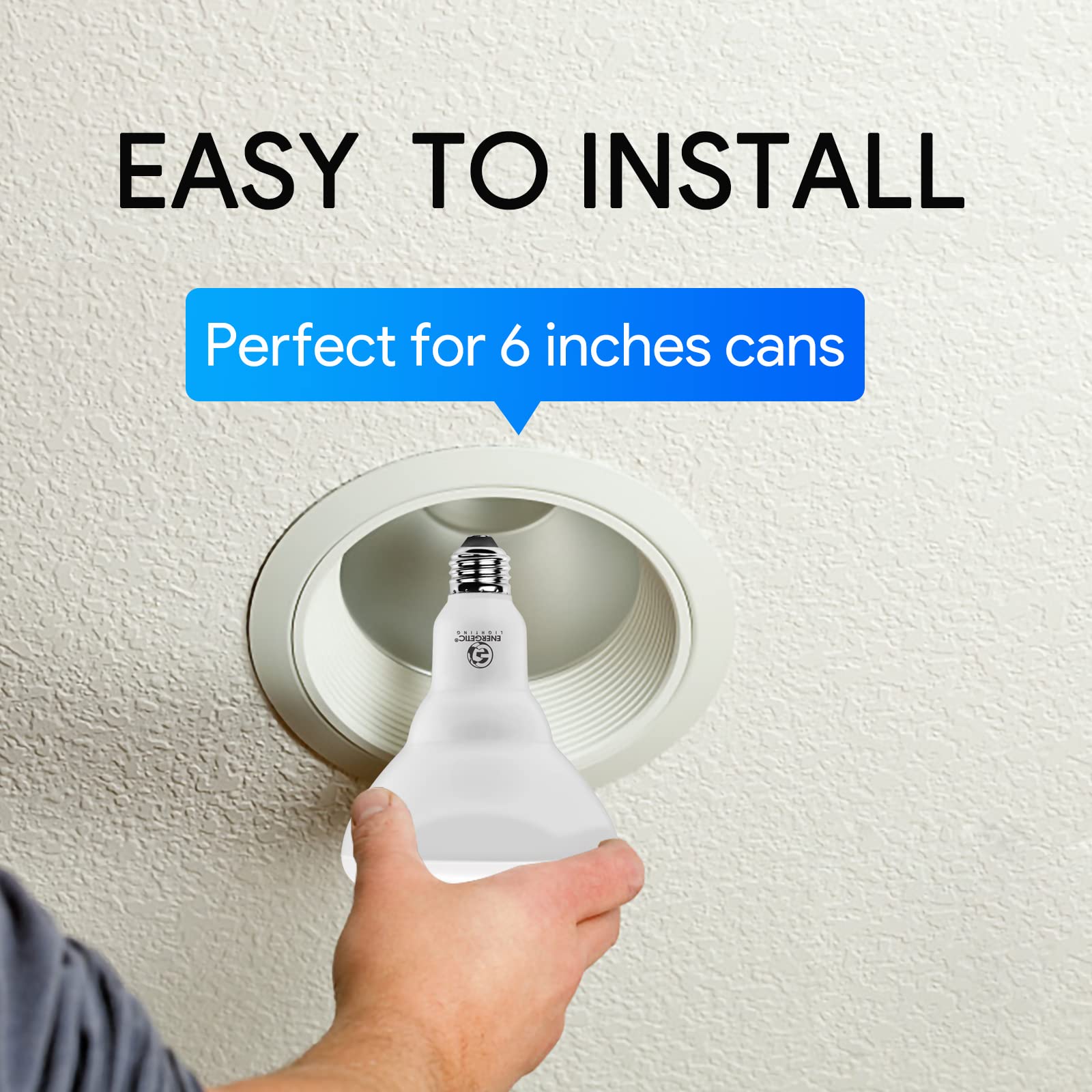 ENERGETIC SMARTER LIGHTING BR40 LED Recessed Light Bulbs, 14W Dimmable, 1600 Lumens, Warm White 3000K, 6 Pack
