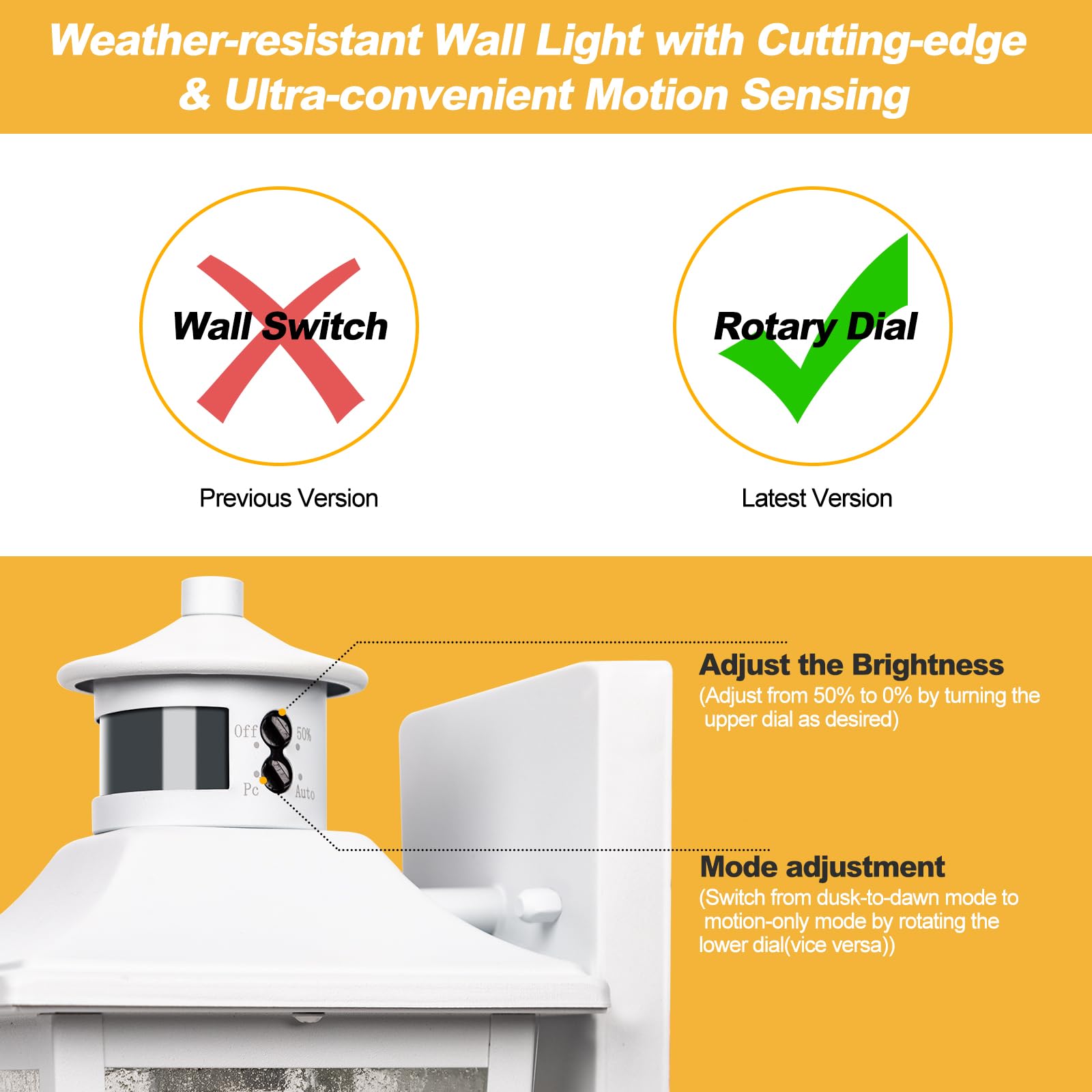 Filiyano White Motion Sensor Outdoor Wall Light - Dusk To Dawn Outdoor Wall Lighting, Waterproof Exterior Light Fixture, Modern