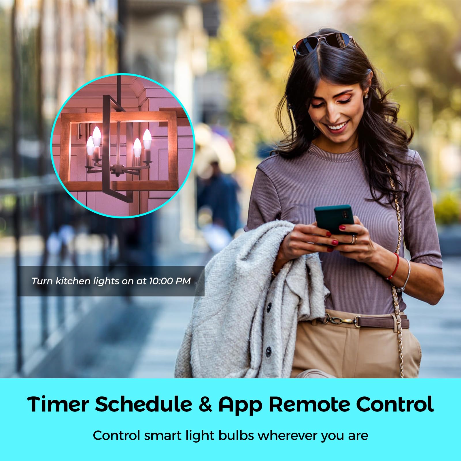 E12 Smart Light Bulbs Compatible With Alexa/Google Assistant/Smart Life, Wifi Chandelier Candle Candelabra Rgbcw Color Changing