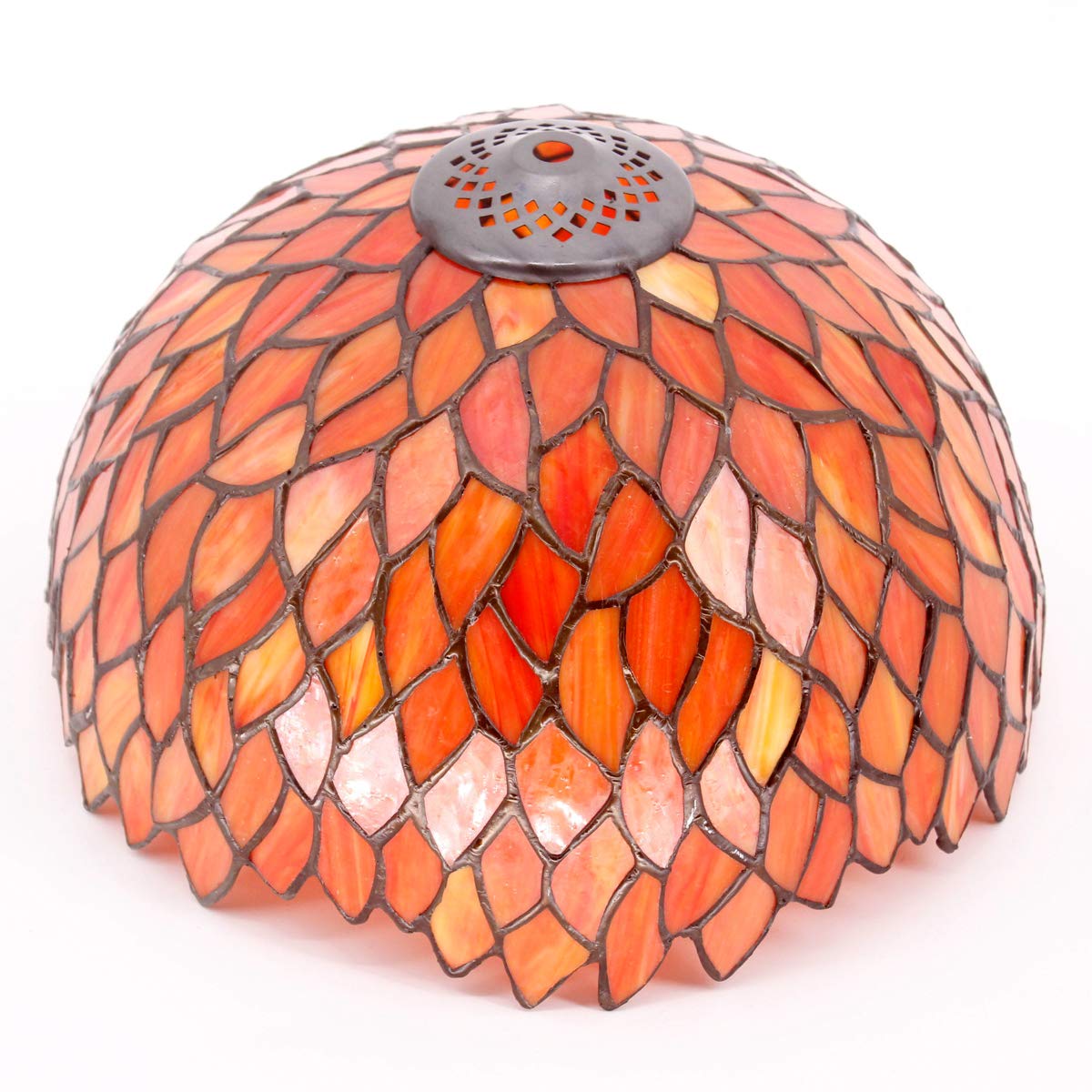 WERFACTORY Tiffany Lamp Stained Glass Table Lamp, Red Wisteria, 12x12x18 Inches, Glass, Desk/Bedside Lighting, S523R Series