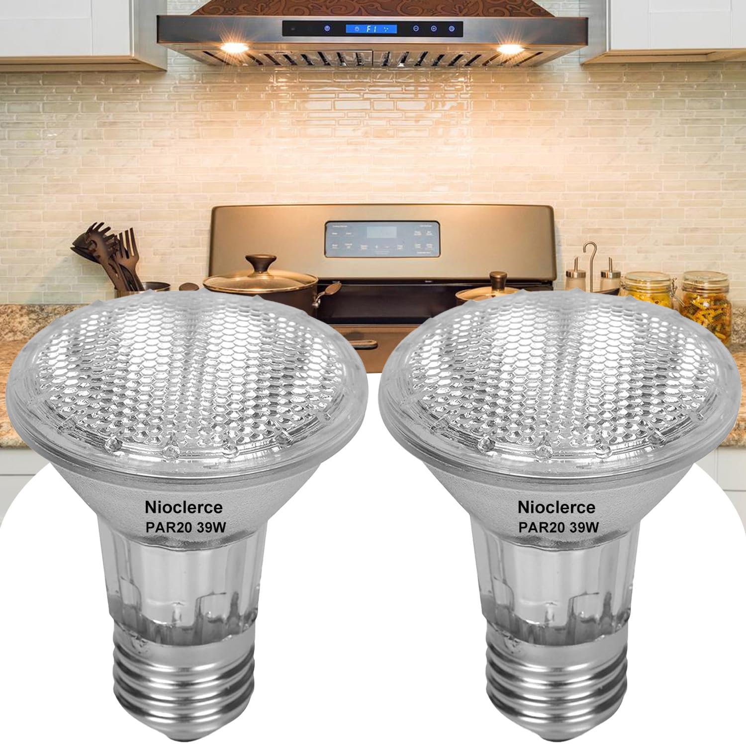 Nioclerce Par20 Flood 39W 120V 480 Lumens- 2 Pack Par20 Flood Light Bulbs 2800K Warm White, Par 20 Dimmable With E26 Base, Long 