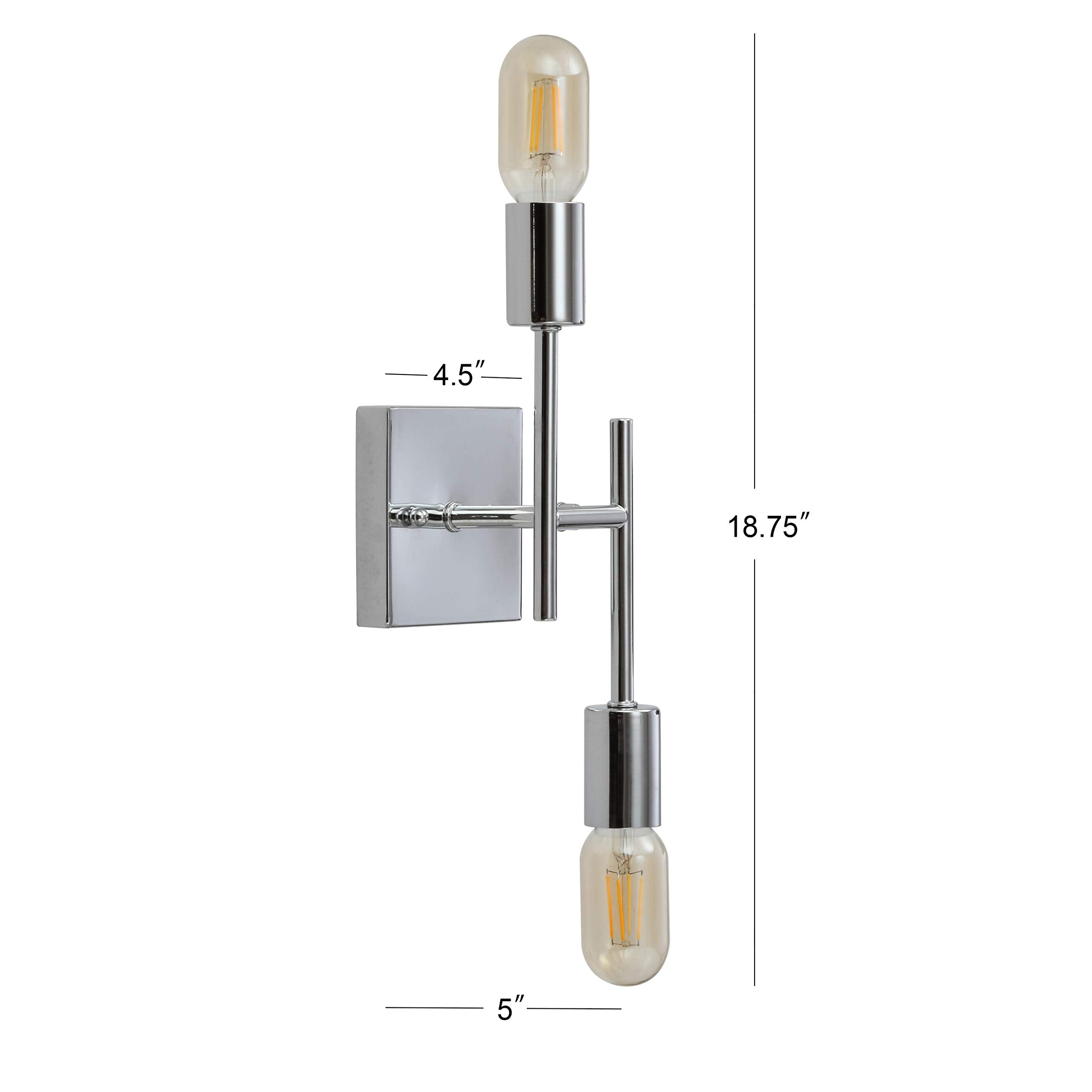 JONATHAN Y Turing 2-Light LED Wall Sconce, Chrome, Metal, 4W Bulbs, Model JYL7456A, 18.7in for Entryway,