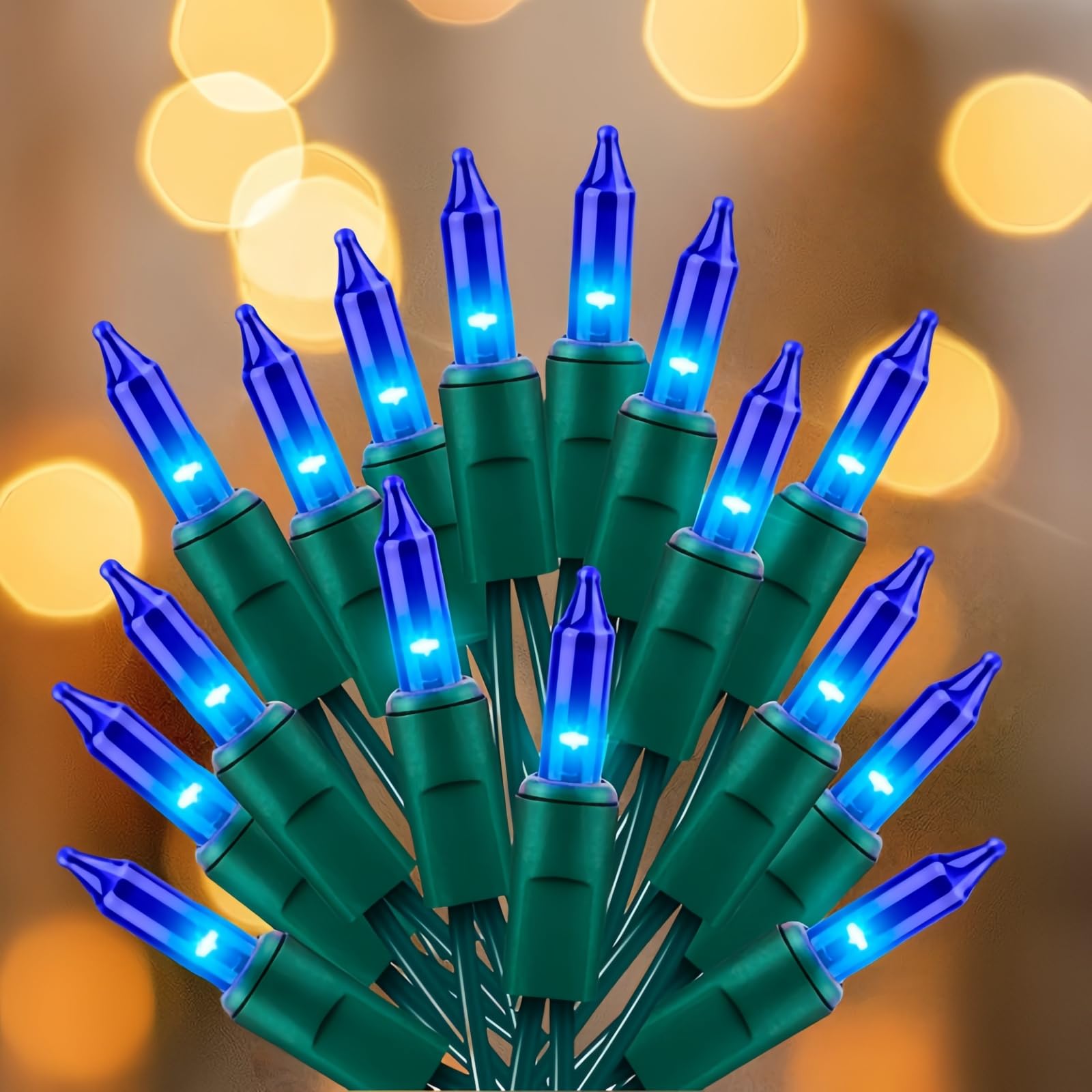 Wabarle Christmas Lights 100 Count Connectable 21ft Blue Incandescent String Lights for Indoor Outdoor Decor