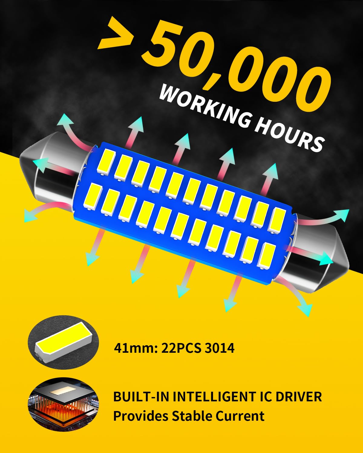 Antline 41MM LED Bulb - Super Bright White Canbus Error Free, 12V Replacement for Dome, Map, Vanity Mirror Lights (Pack of 10)