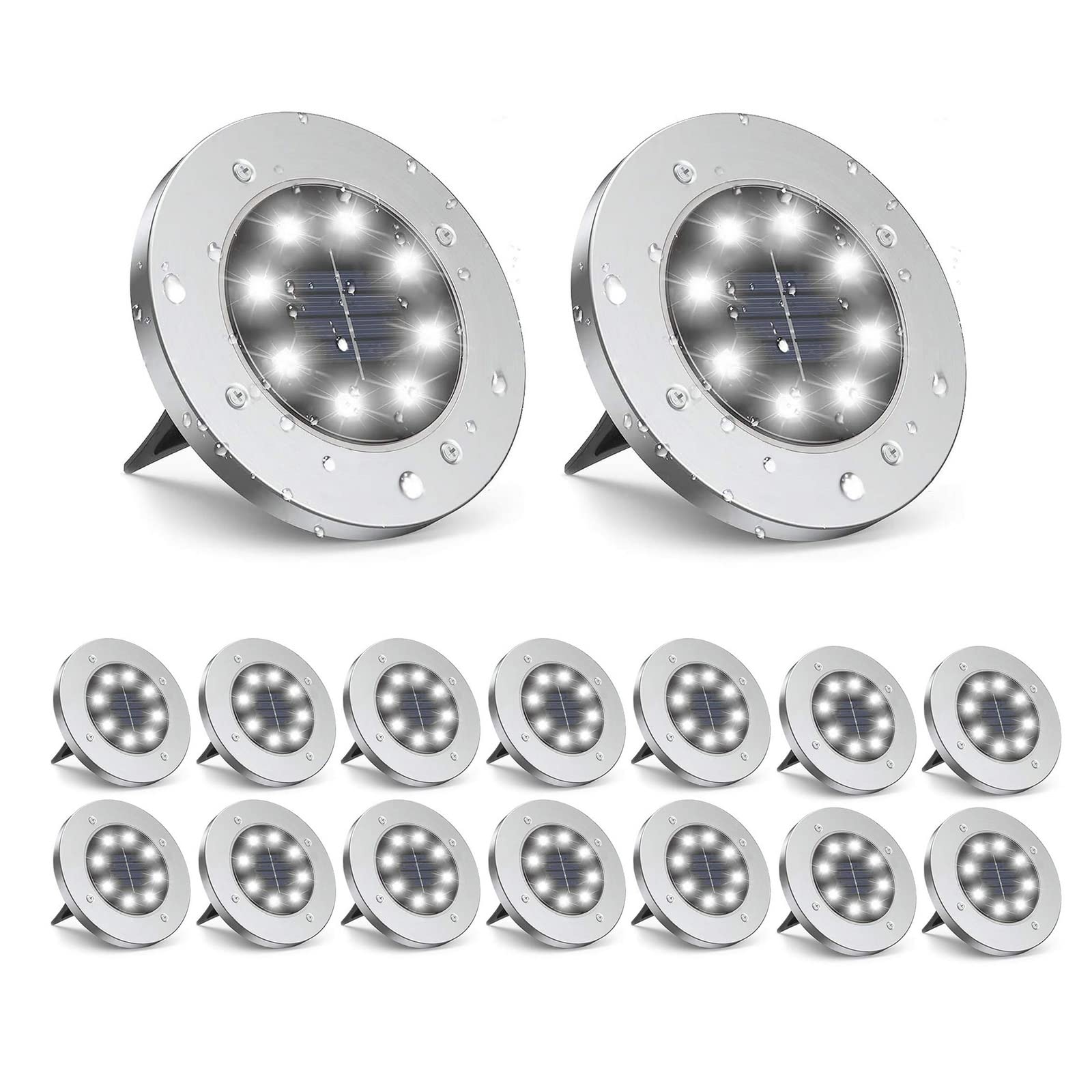 Zgwj 16 Pack Solar Ground Lights, Waterproof Landscape Lights For Pathway And Garden, White